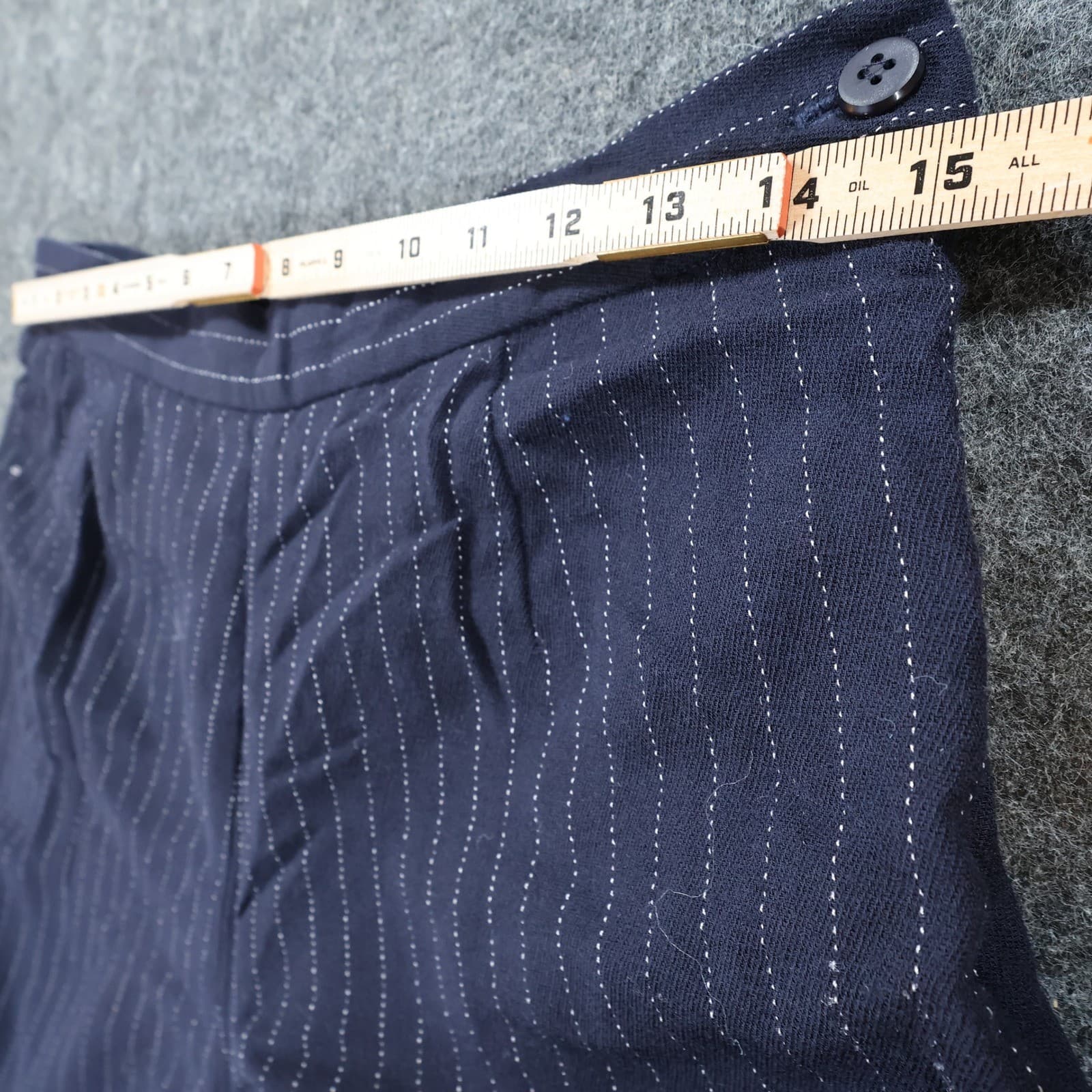 Hugo Buscati Trousers Womens 14 Navy Blue Wool Pinstripe Tapered Pleated Vintage - Thumbnail 6