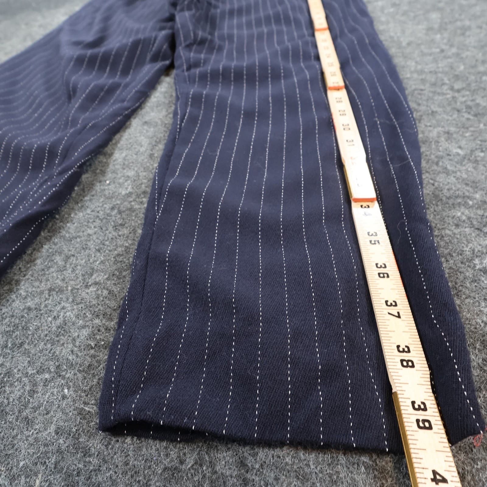 Hugo Buscati Trousers Womens 14 Navy Blue Wool Pinstripe Tapered Pleated Vintage - Thumbnail 3