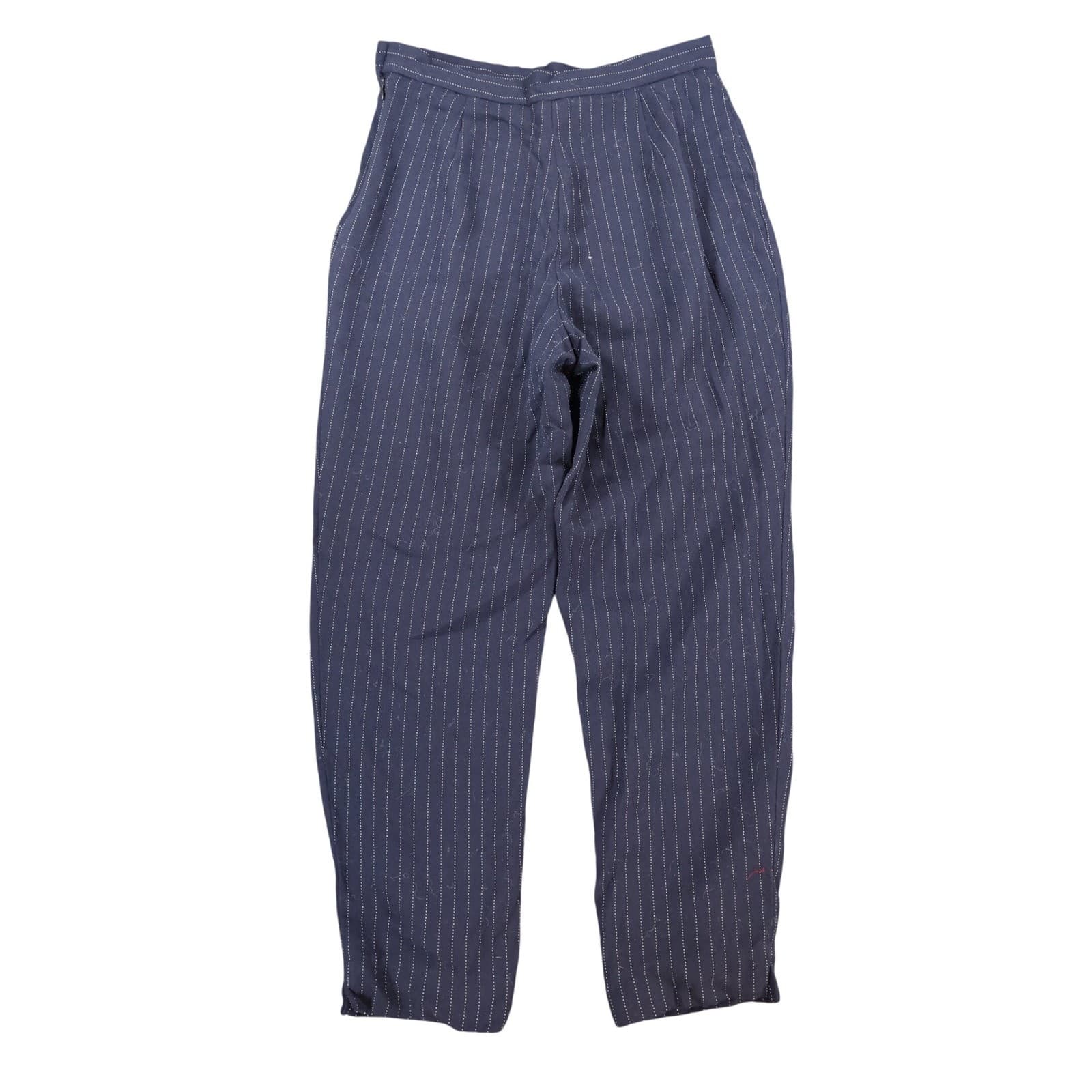 Hugo Buscati Trousers Womens 14 Navy Blue Wool Pinstripe Tapered Pleated Vintage - Thumbnail 2