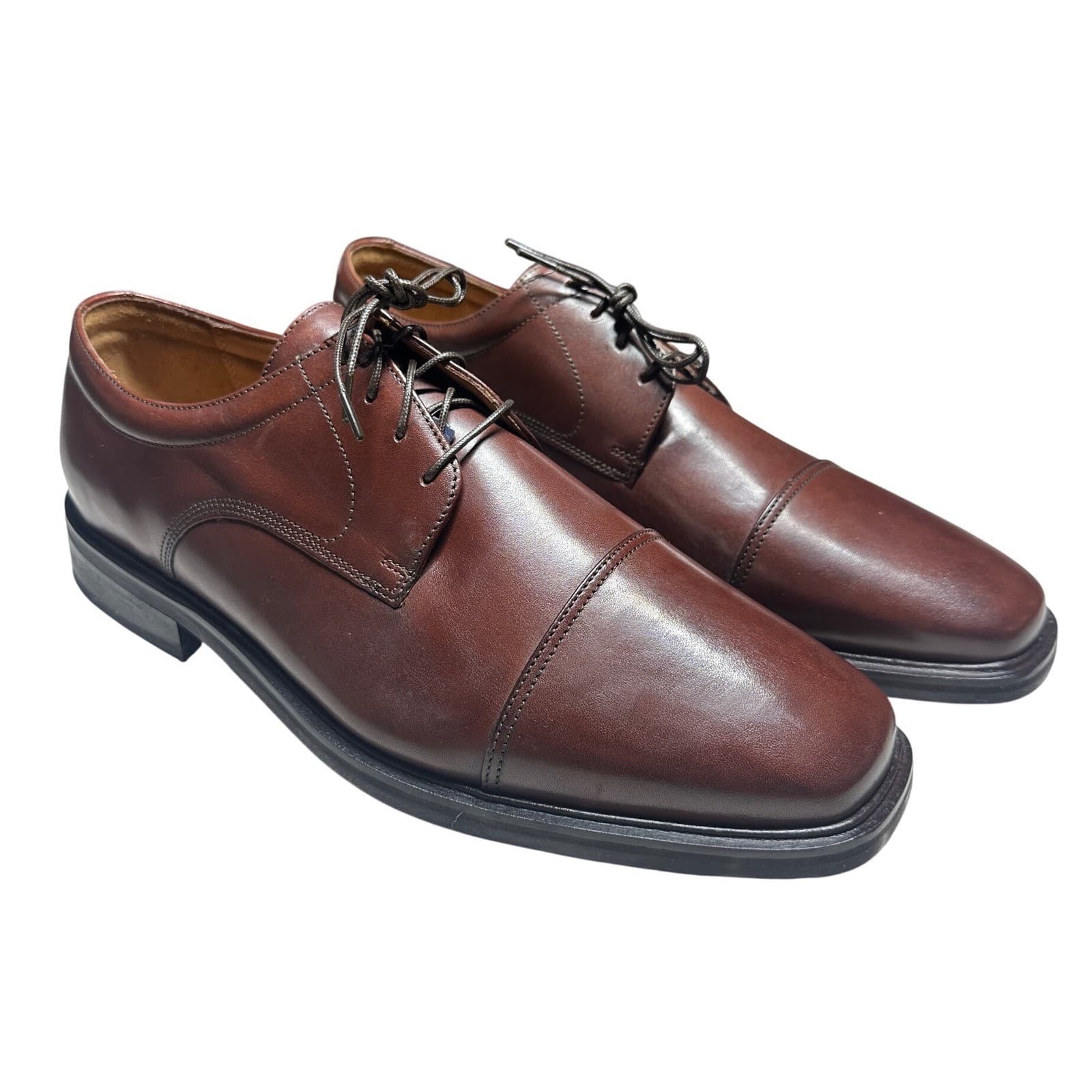 Florsheim Tyler Cap Toe Derby Mens 13 D Cognac Leather Dress Shoes NEW - Thumbnail 3