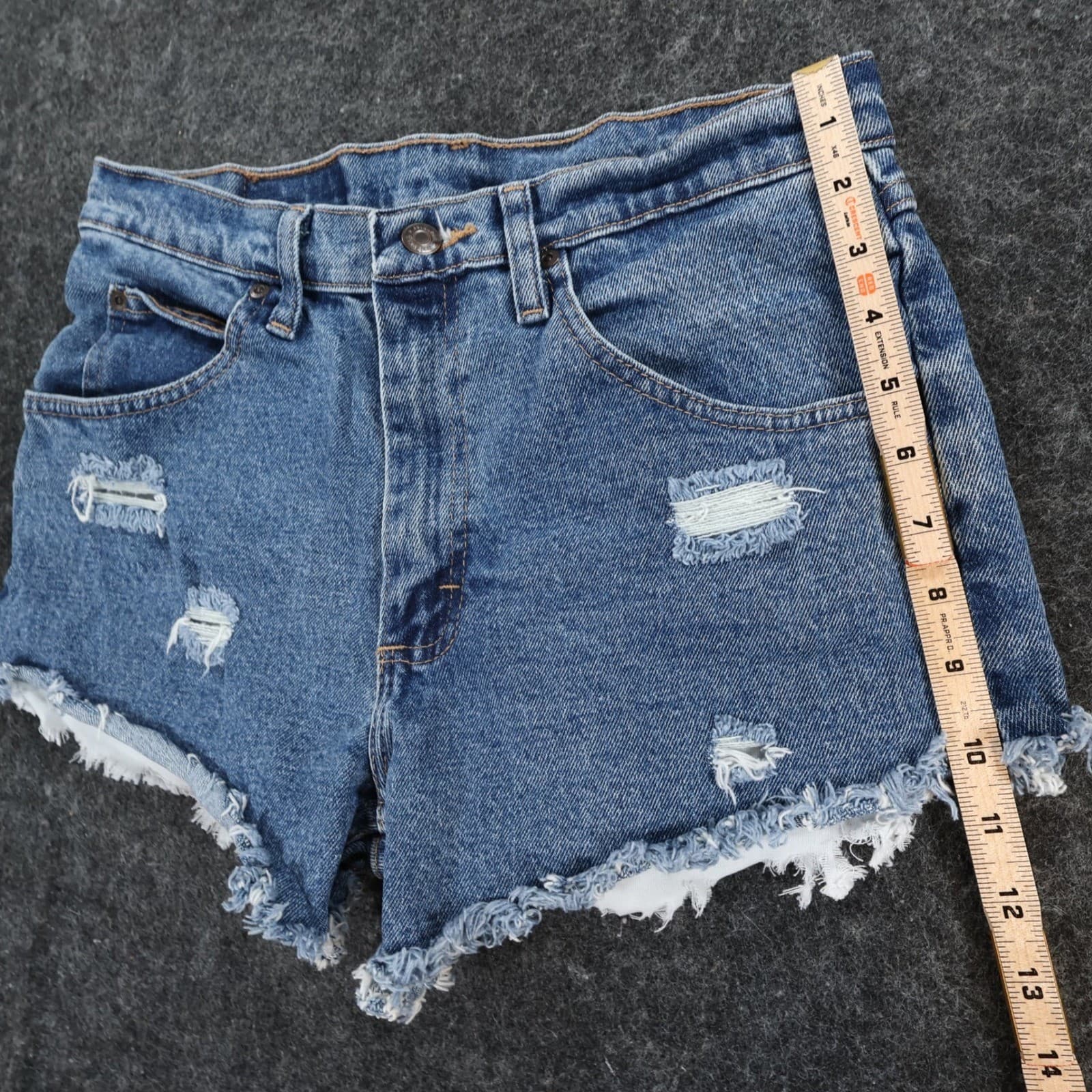 Wrangler Denim Shorts Womens 29 Blue Cotton Distressed High Rise Cut Off - Thumbnail 3