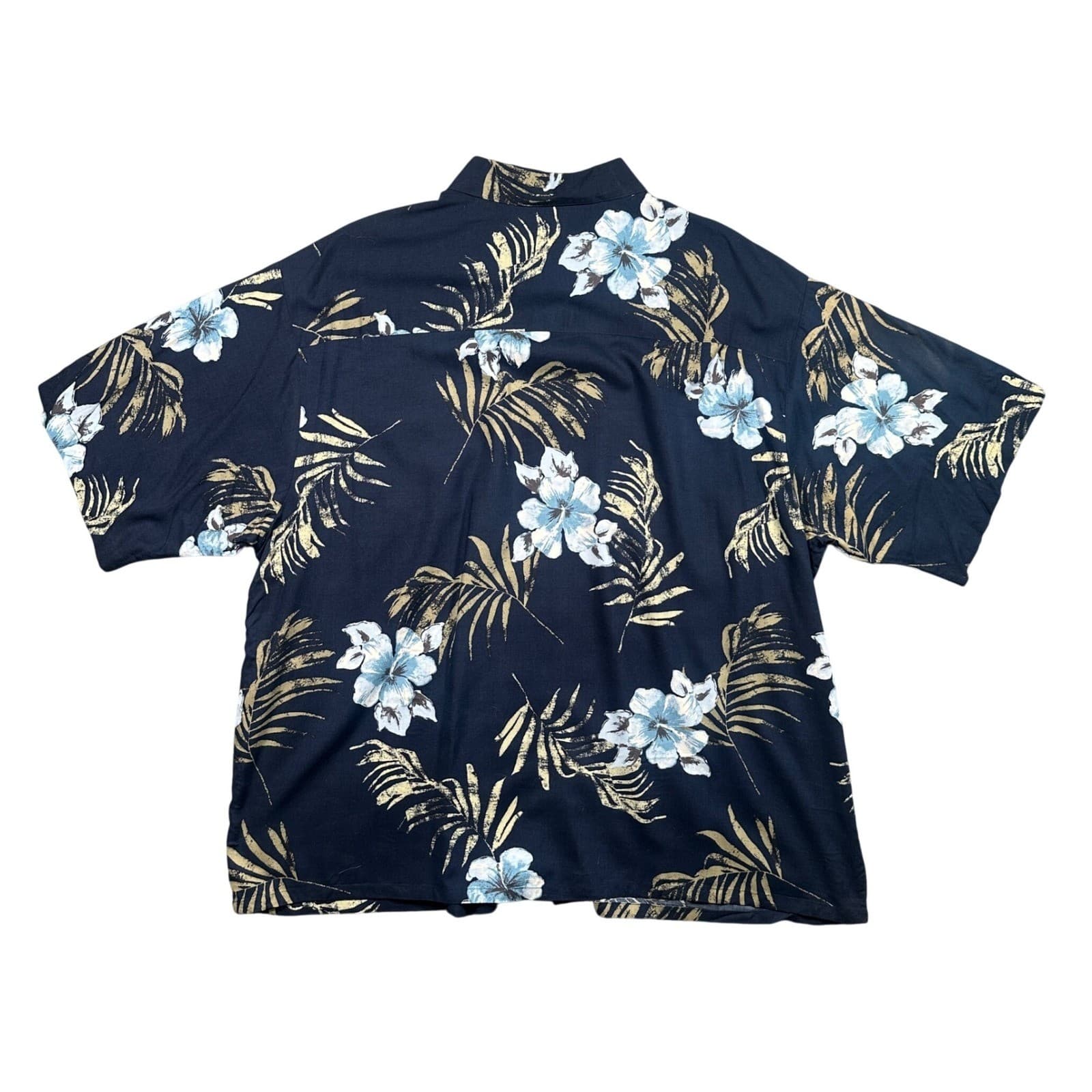Puritan Button Down Shirt Mens 2XL Navy Blue New Tropical Floral Rayon Big Men - Thumbnail 2
