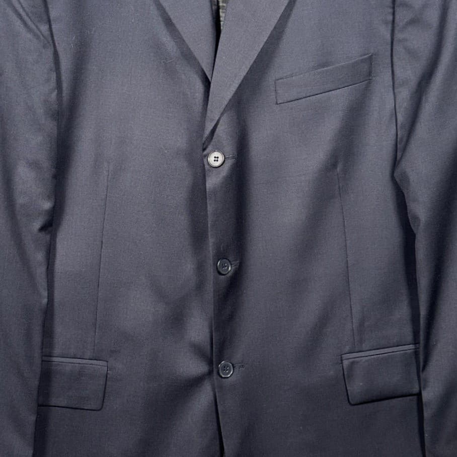 Pierre Cardin Blazer Mens 48L Navy Blue Worsted Wool 3 Button Blazer - Thumbnail 5