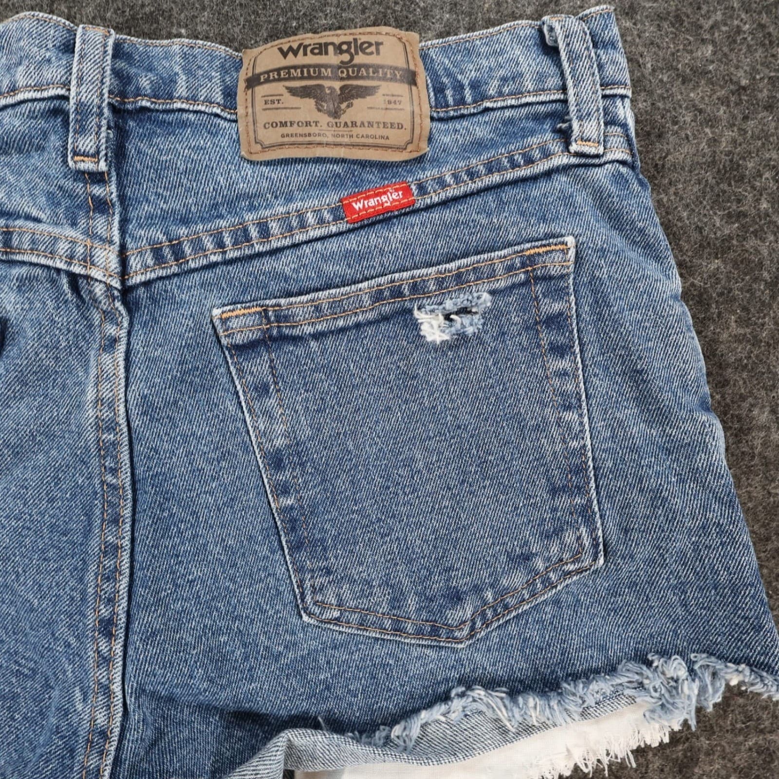 Wrangler Denim Shorts Womens 29 Blue Cotton Distressed High Rise Cut Off - Thumbnail 8