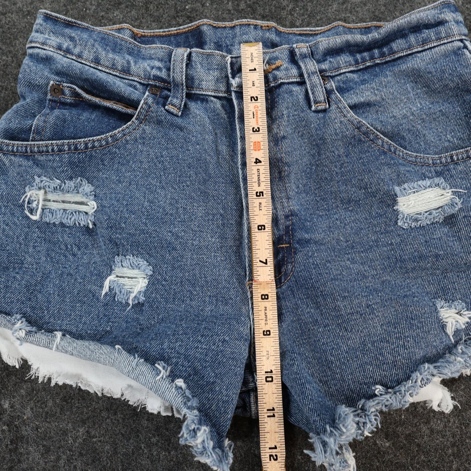 Wrangler Denim Shorts Womens 29 Blue Cotton Distressed High Rise Cut Off - Thumbnail 5
