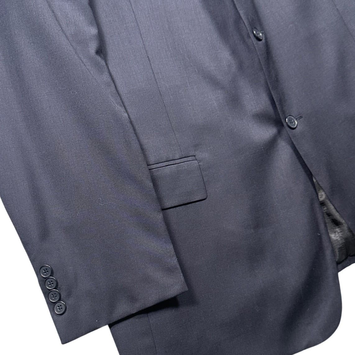 Pierre Cardin Blazer Mens 48L Navy Blue Worsted Wool 3 Button Blazer - Thumbnail 6