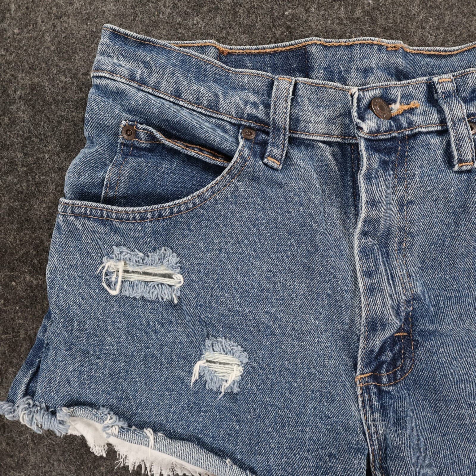 Wrangler Denim Shorts Womens 29 Blue Cotton Distressed High Rise Cut Off - Thumbnail 9