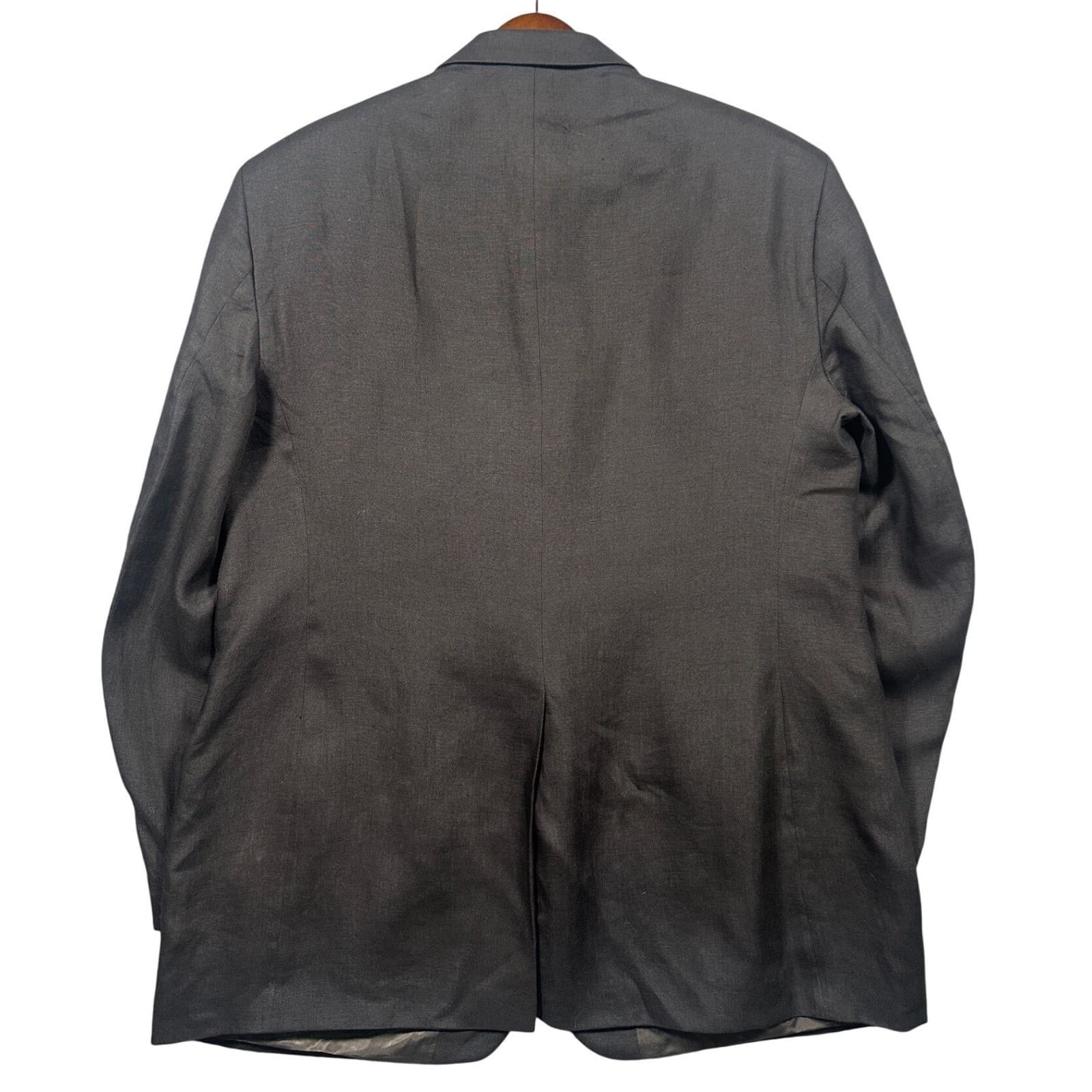 Paul Fredrick Blazer Mens 48XL Charcoal 100% Linen 2 Button Suit Jacket - Thumbnail 3