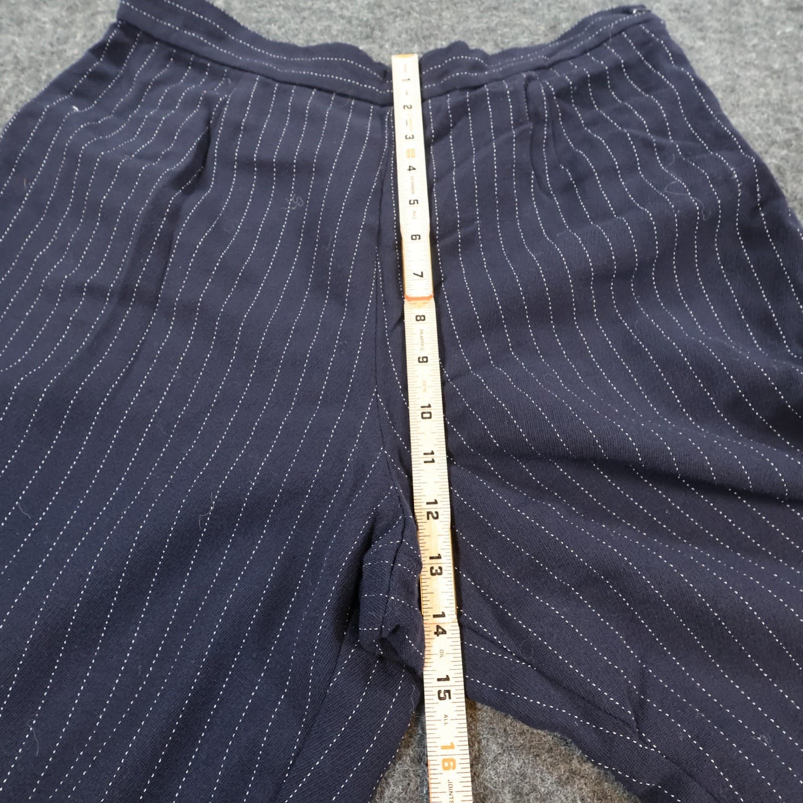 Hugo Buscati Trousers Womens 14 Navy Blue Wool Pinstripe Tapered Pleated Vintage - Thumbnail 5