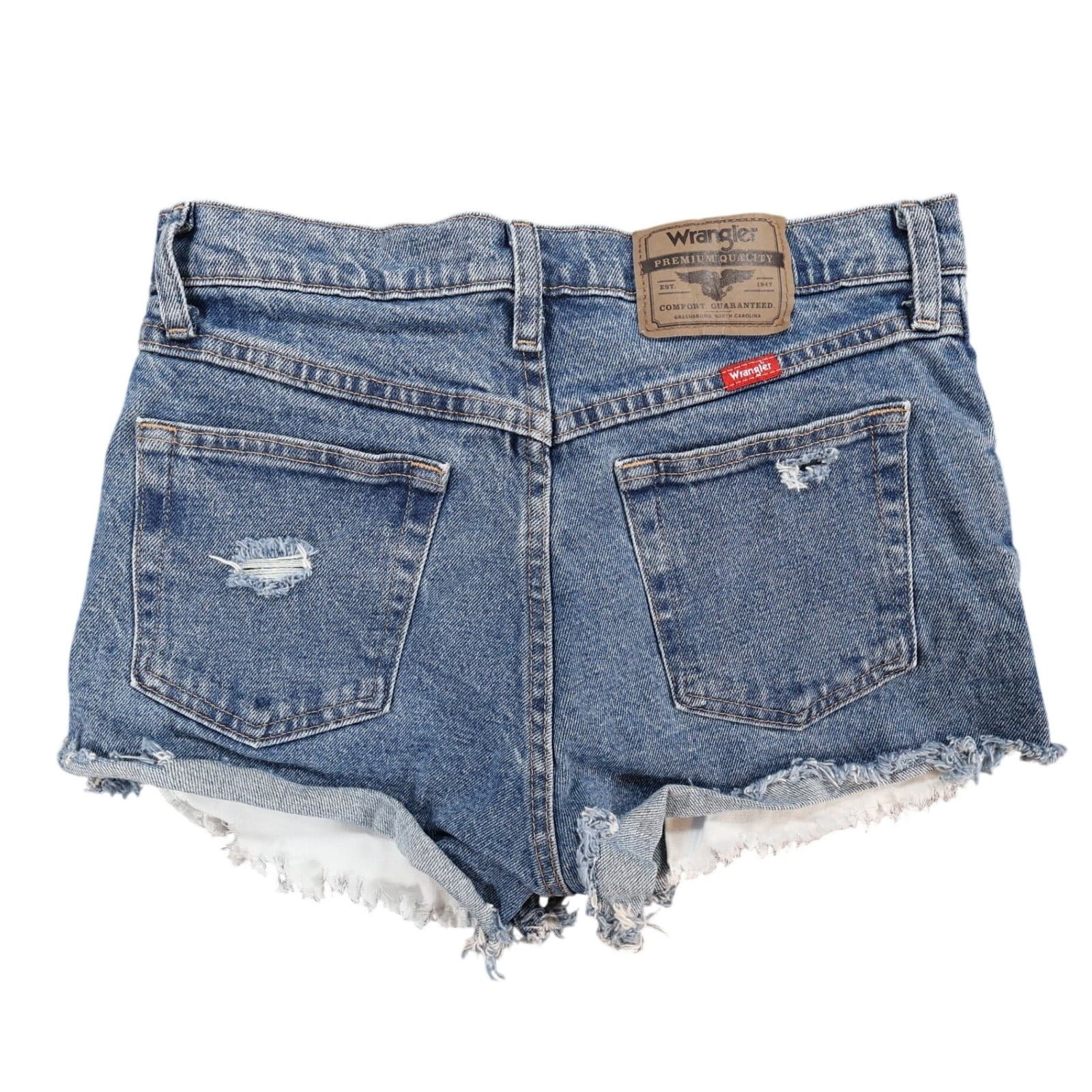 Wrangler Denim Shorts Womens 29 Blue Cotton Distressed High Rise Cut Off - Thumbnail 2