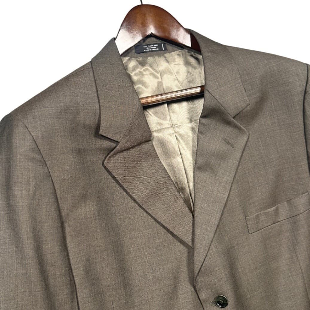 John Weitz Signature Collection Blazer Mens Brown 100% Wool 3-Button Sport Coat - Thumbnail 4