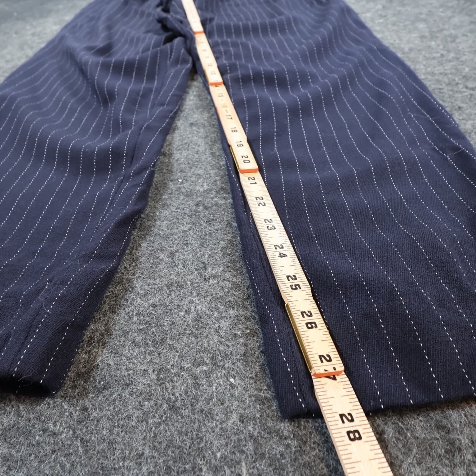 Hugo Buscati Trousers Womens 14 Navy Blue Wool Pinstripe Tapered Pleated Vintage - Thumbnail 4