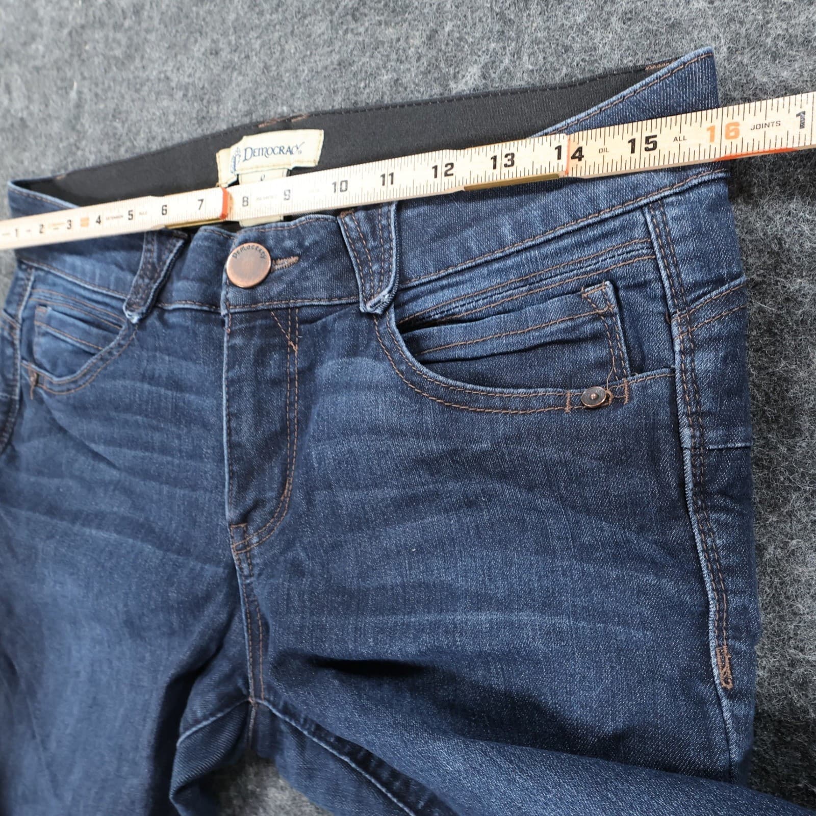 Democracy Jeans Womens 10 Blue Denim Ab Solution Skinny Slimming Dark Wash - Thumbnail 4
