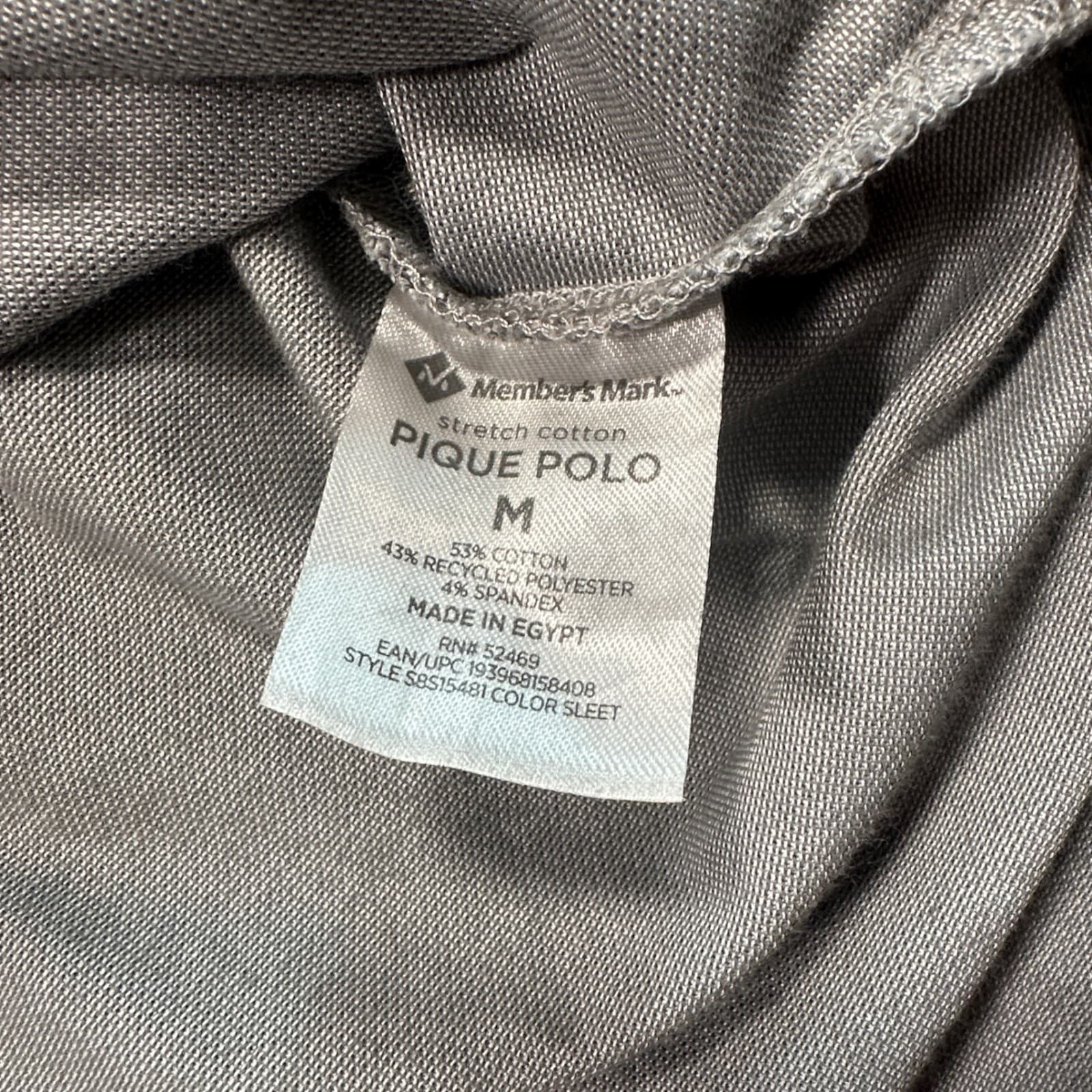 Member's Mark Polo Shirt Mens Medium Gray Excellent Stretch Pique - Thumbnail 8
