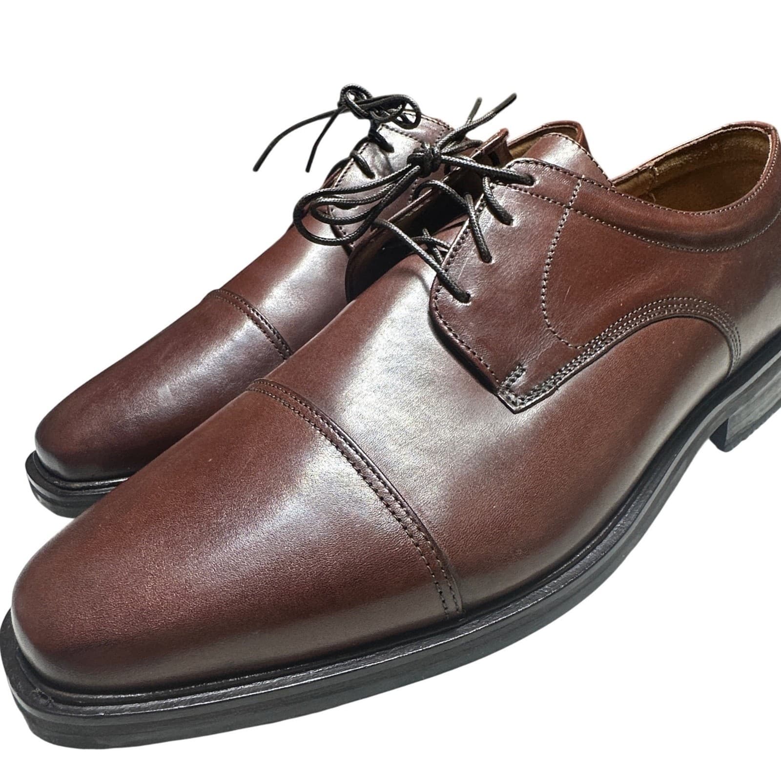 Florsheim Tyler Cap Toe Derby Mens 13 D Cognac Leather Dress Shoes NEW - Thumbnail 6