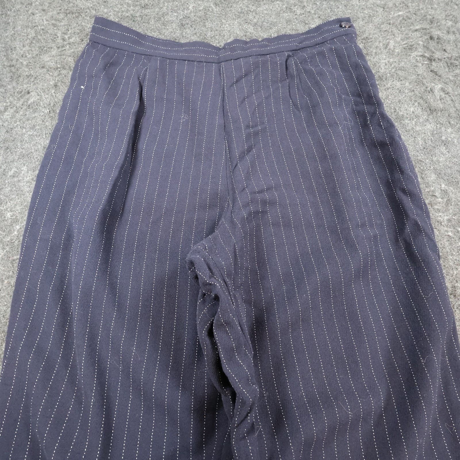 Hugo Buscati Trousers Womens 14 Navy Blue Wool Pinstripe Tapered Pleated Vintage - Thumbnail 9
