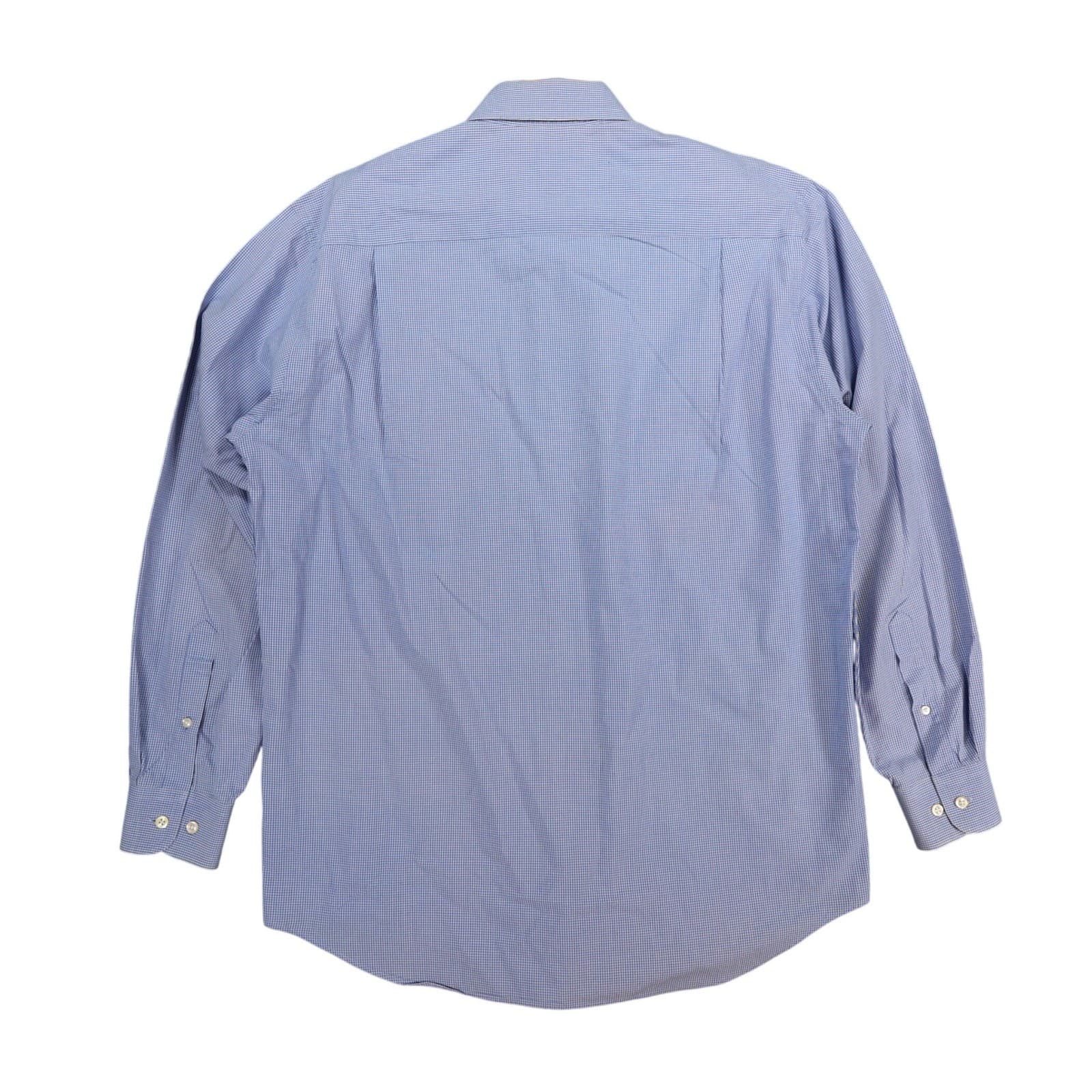 Nautica Button Down Shirt Mens 15.5 Blue Cotton Regular Fit Micro Check Dress - Thumbnail 2