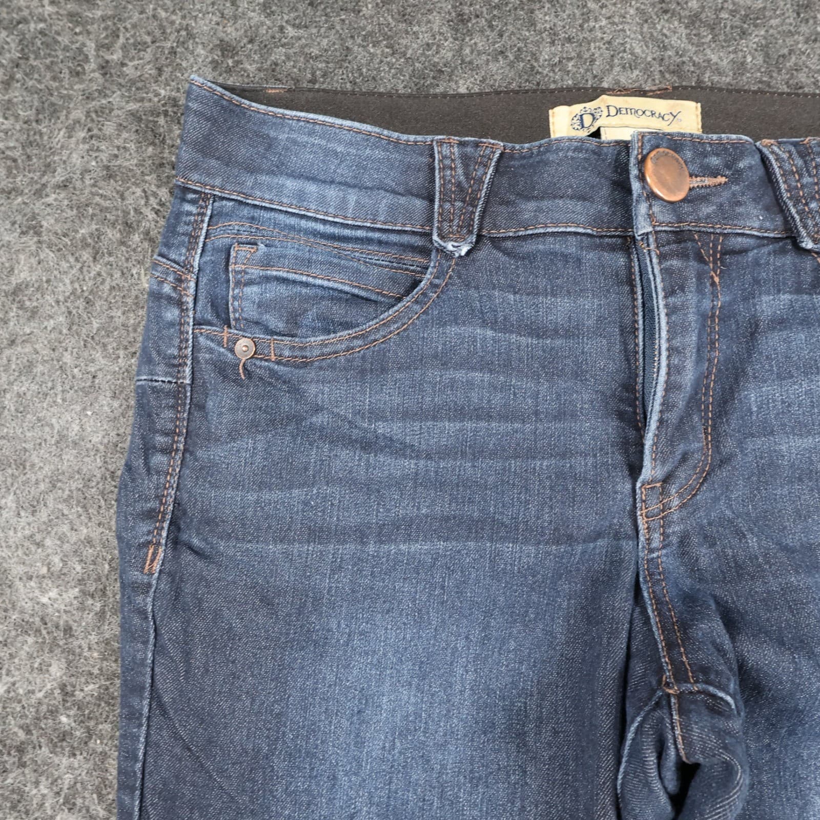 Democracy Jeans Womens 10 Blue Denim Ab Solution Skinny Slimming Dark Wash - Thumbnail 7