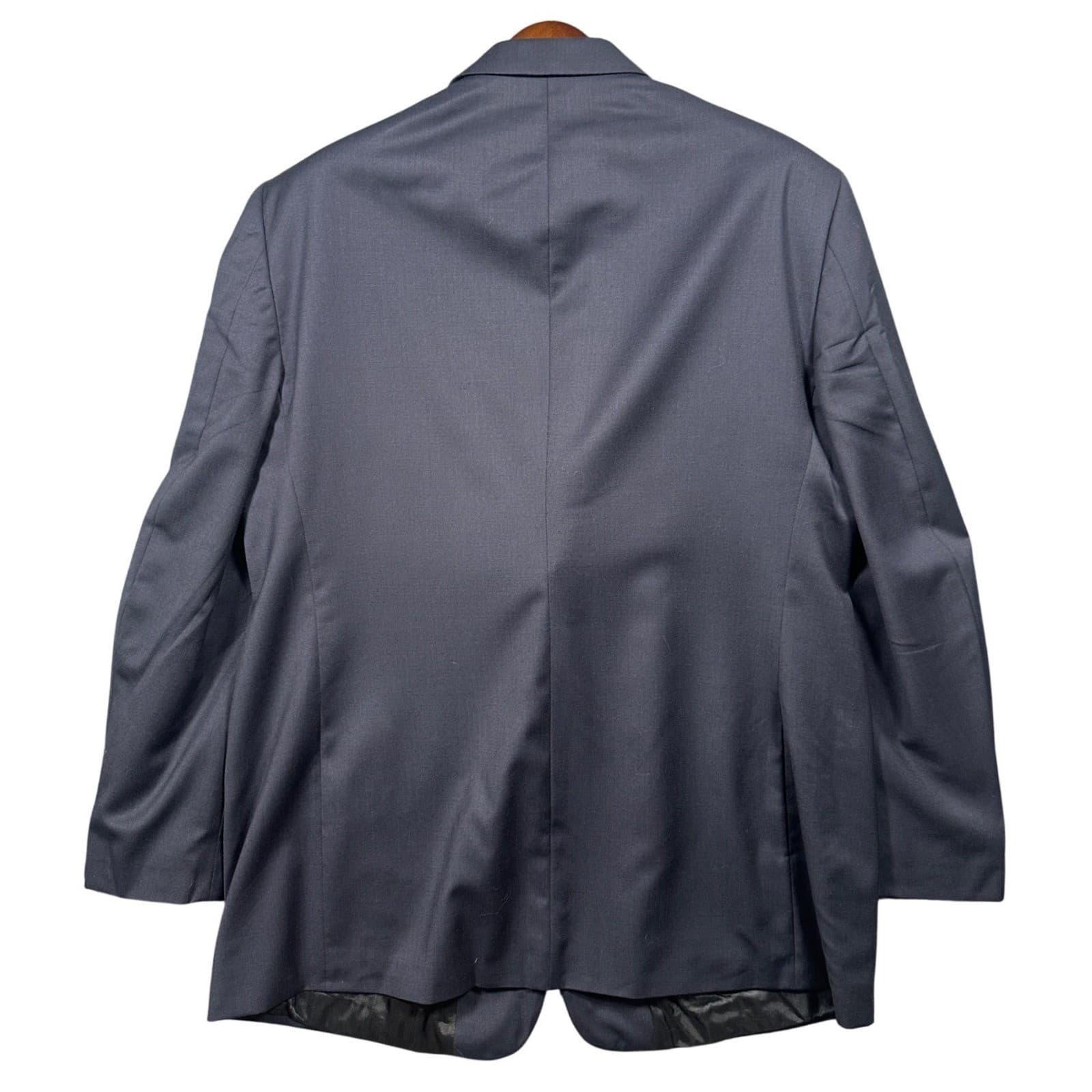 Pierre Cardin Blazer Mens 48L Navy Blue Worsted Wool 3 Button Blazer - Thumbnail 3