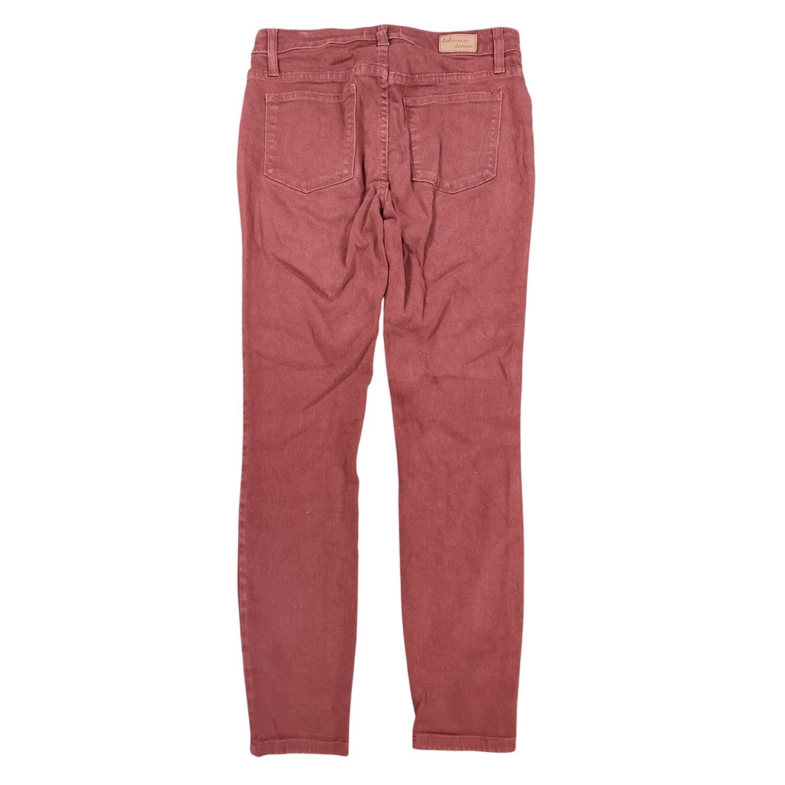 Lakeview Denim Skinny Jeans Womens 27 Burgundy Red Cotton Blend Stretch Slim - Thumbnail 2