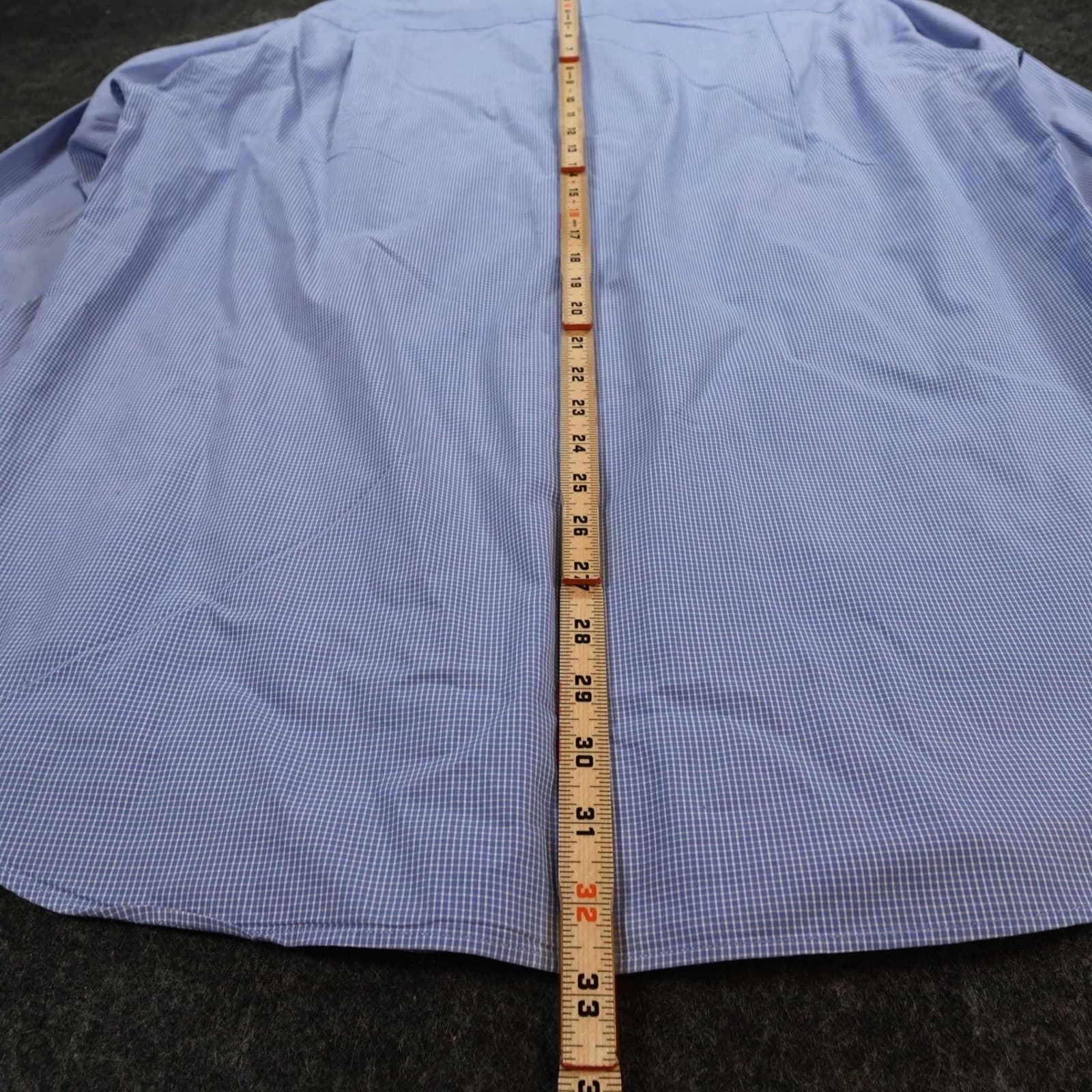 Nautica Button Down Shirt Mens 15.5 Blue Cotton Regular Fit Micro Check Dress - Thumbnail 5