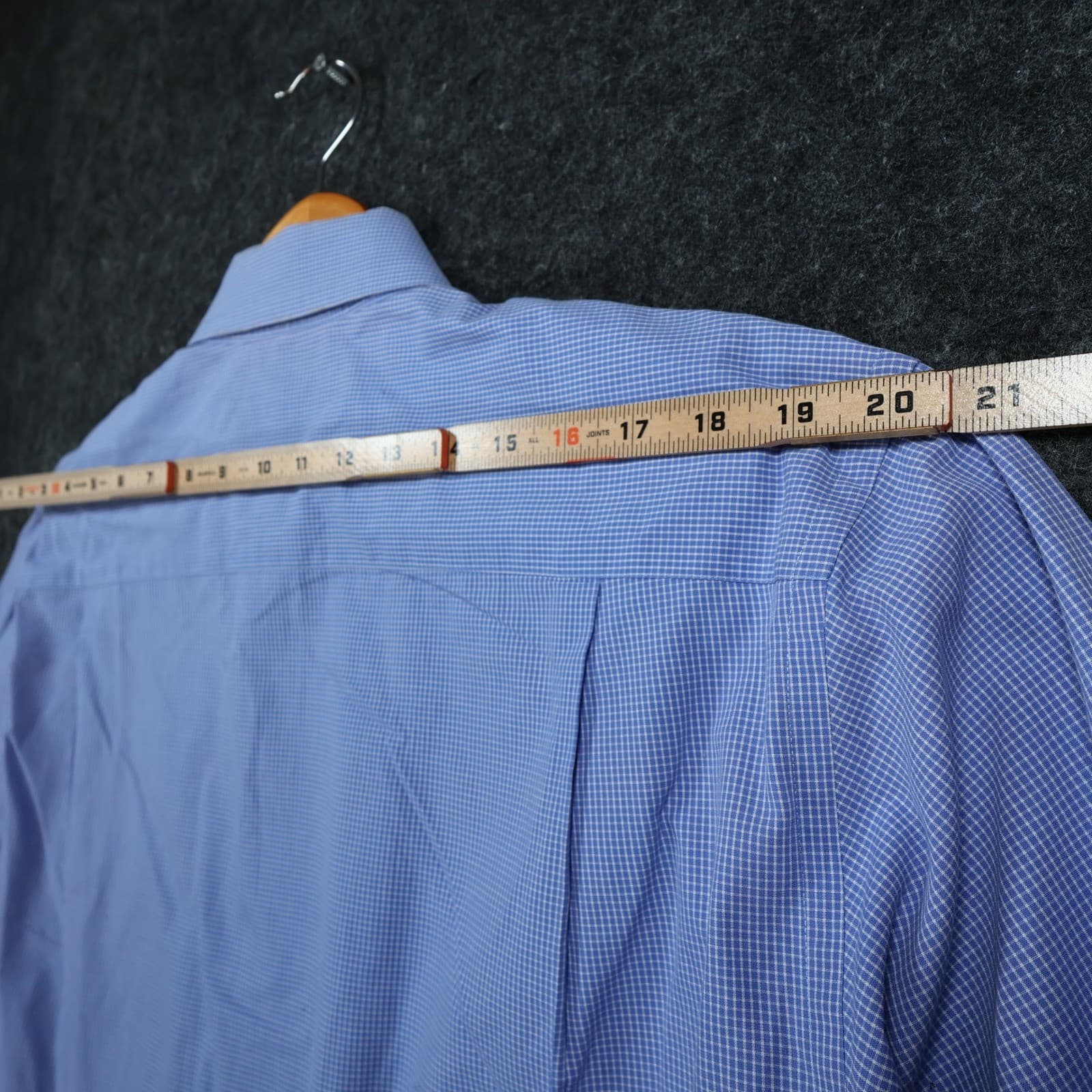 Nautica Button Down Shirt Mens 15.5 Blue Cotton Regular Fit Micro Check Dress - Thumbnail 6