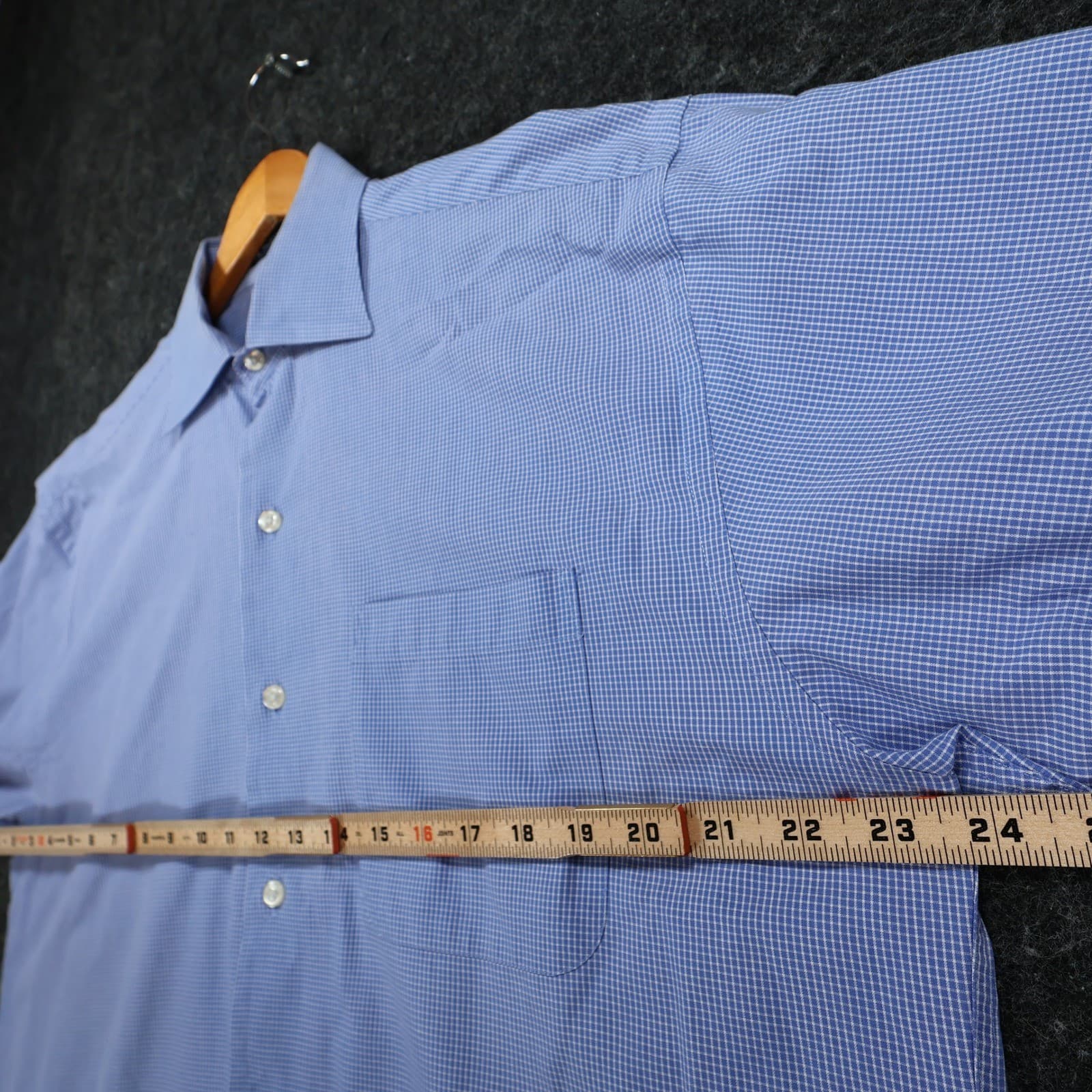 Nautica Button Down Shirt Mens 15.5 Blue Cotton Regular Fit Micro Check Dress - Thumbnail 3
