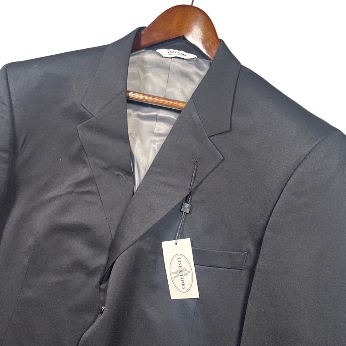 Linea Uomo Blazer Mens 48XL Black NWT 100% Wool Three Button Suit Jacket - Thumbnail 4