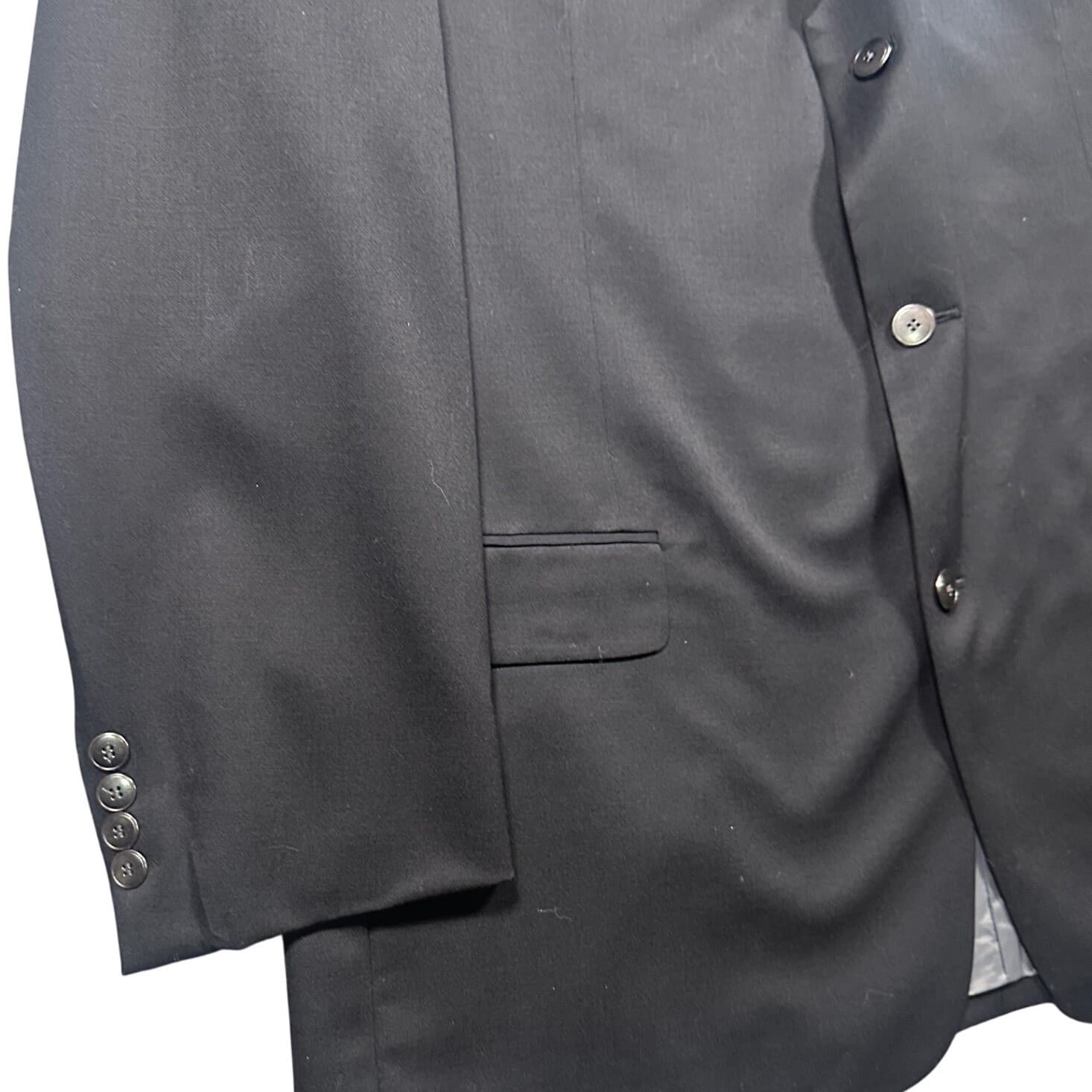 Linea Uomo Blazer Mens 48XL Black NWT 100% Wool Three Button Suit Jacket - Thumbnail 6