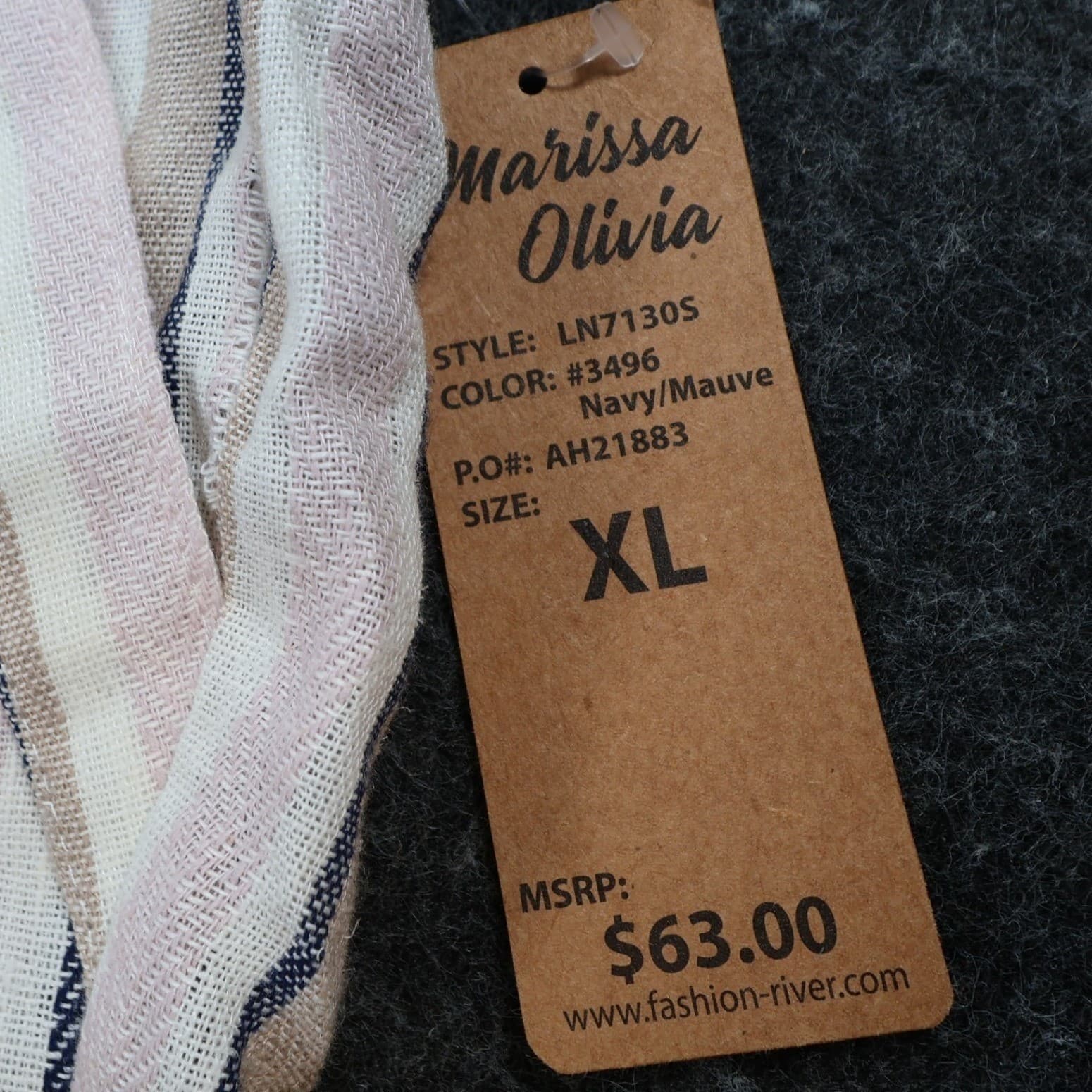 Marissa Olivia Shorts Womens XL Navy Mauve Linen Rayon Striped Elastic Waist New - Thumbnail 8
