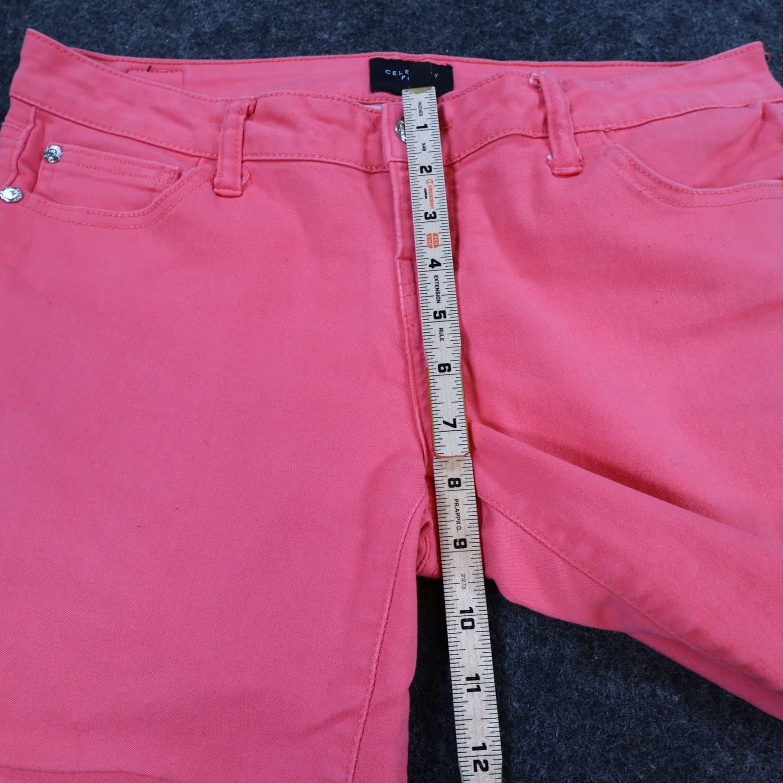 Celebrity Pink Skinny Jeans Womens 9/29 Coral Cotton Blend Stretch Calypso Coral - Thumbnail 5