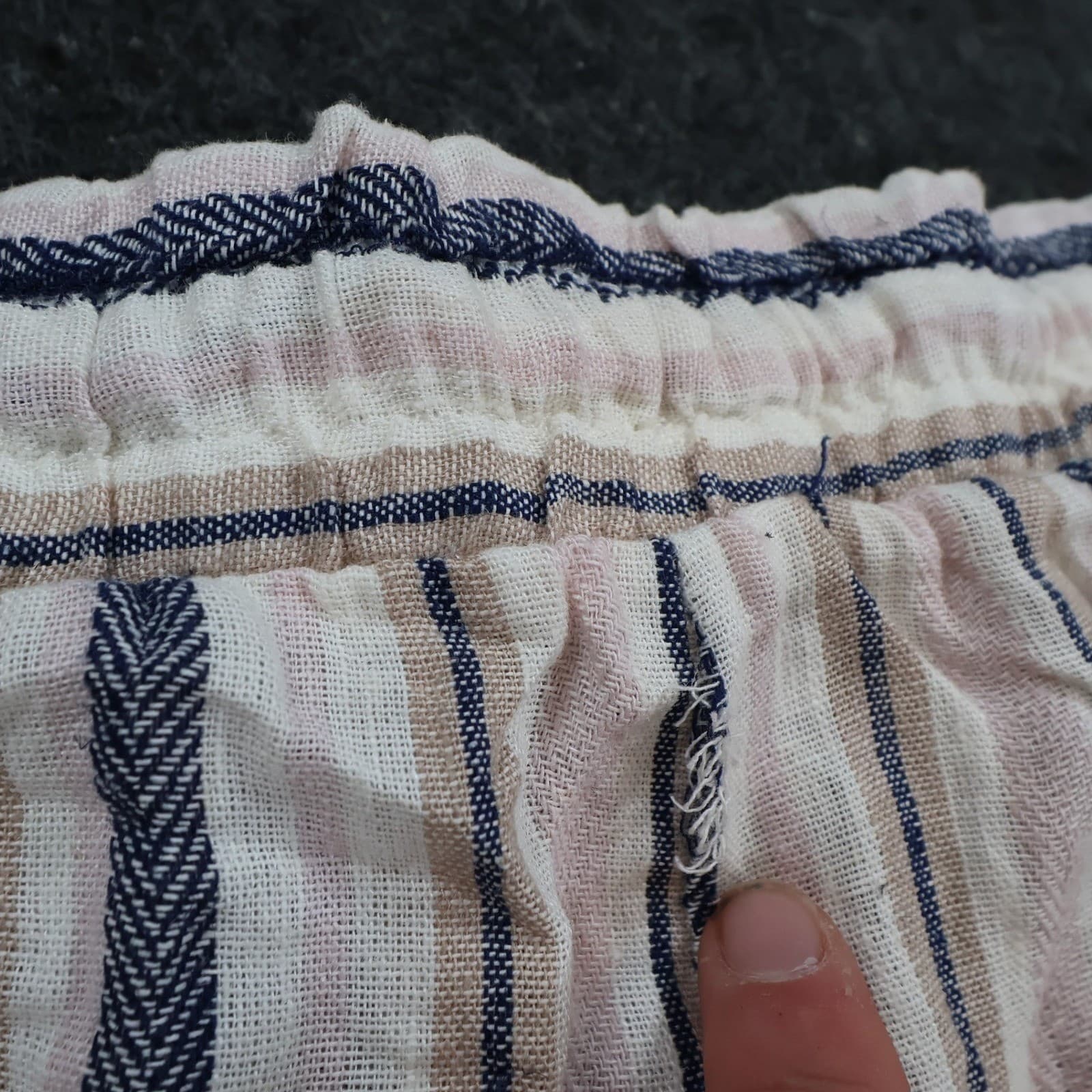 Marissa Olivia Shorts Womens XL Navy Mauve Linen Rayon Striped Elastic Waist New - Thumbnail 10