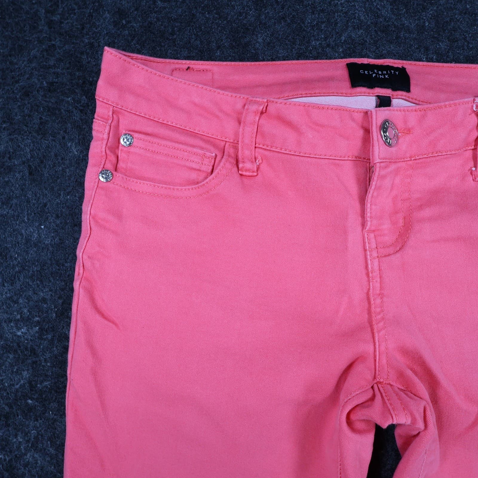 Celebrity Pink Skinny Jeans Womens 9/29 Coral Cotton Blend Stretch Calypso Coral - Thumbnail 11