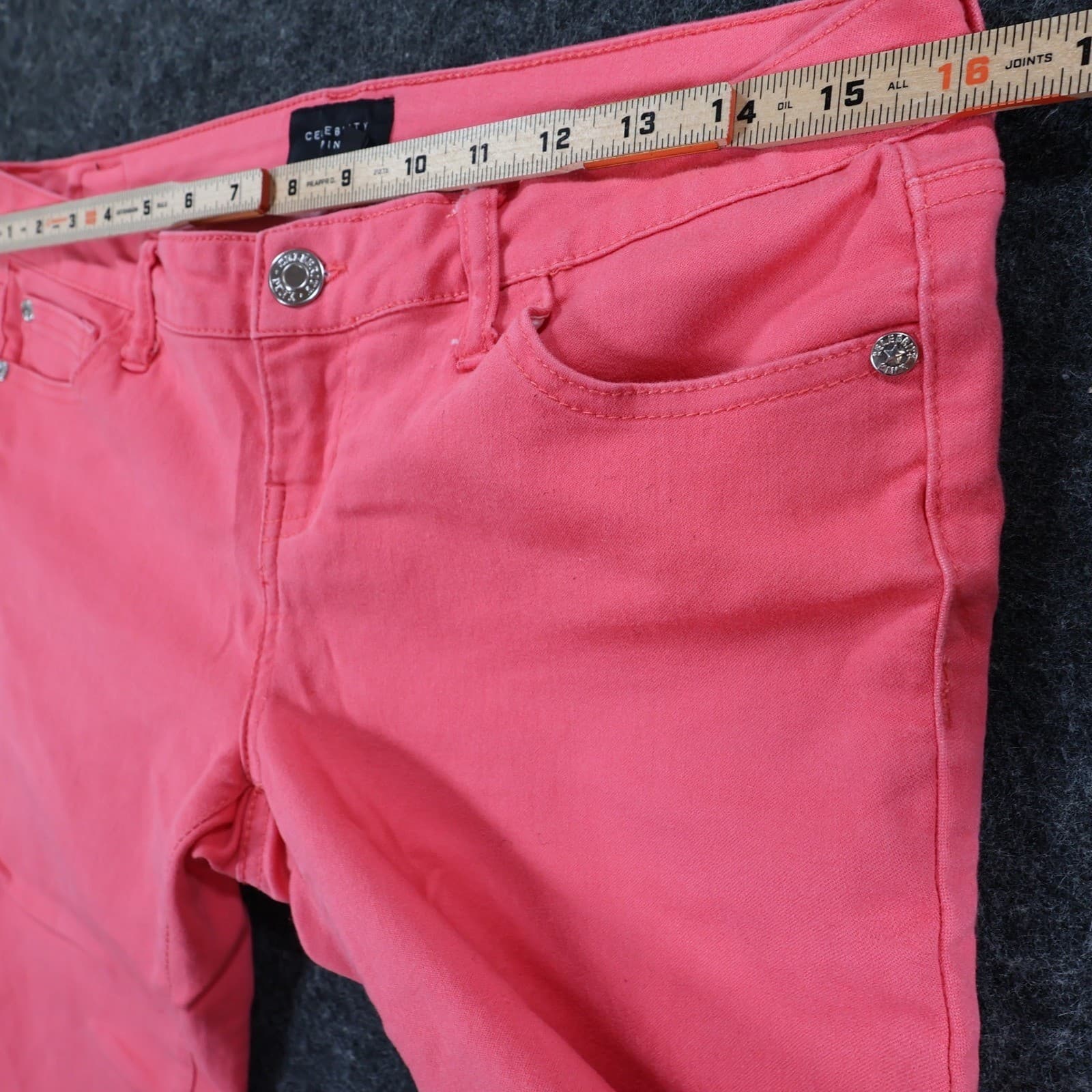 Celebrity Pink Skinny Jeans Womens 9/29 Coral Cotton Blend Stretch Calypso Coral - Thumbnail 6
