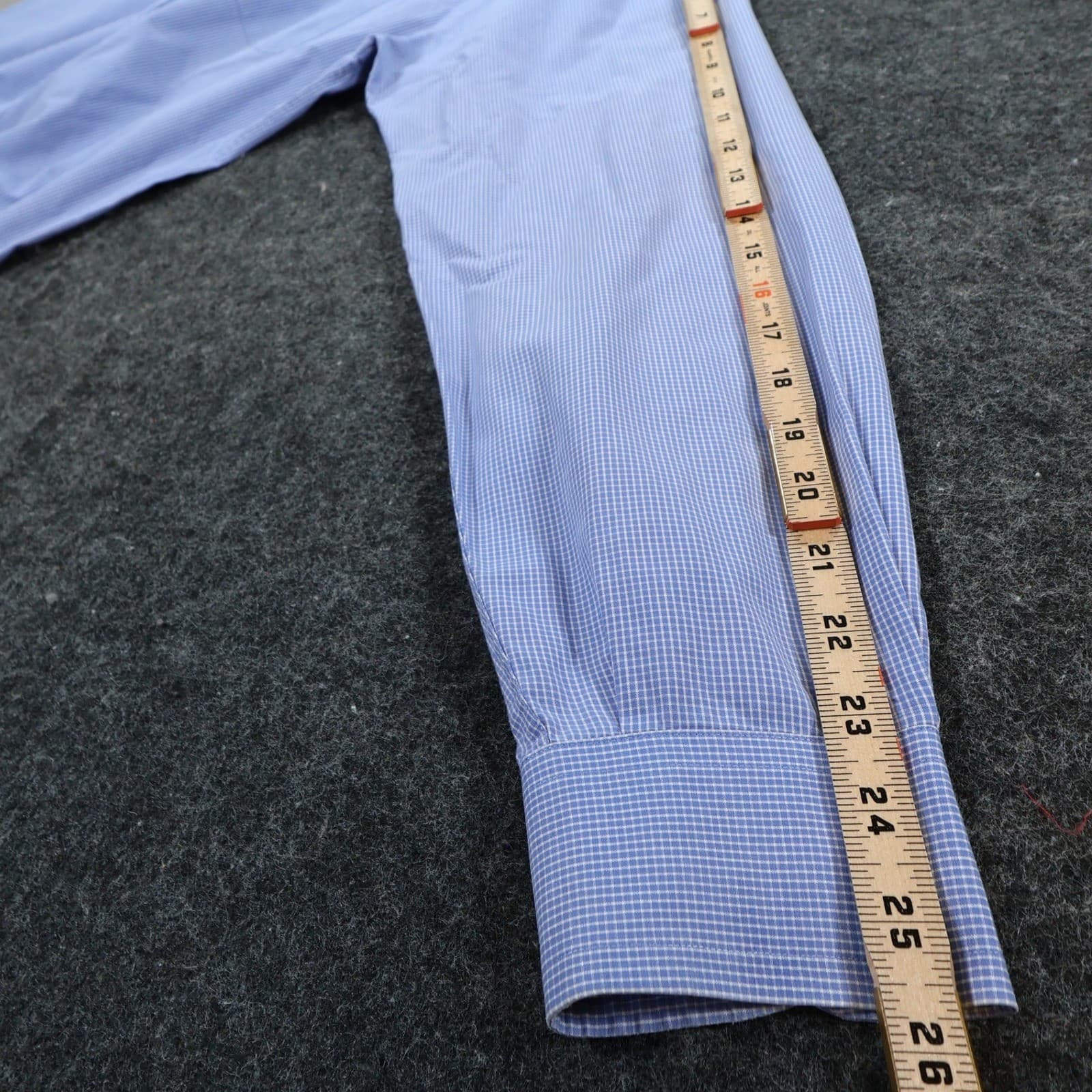 Nautica Button Down Shirt Mens 15.5 Blue Cotton Regular Fit Micro Check Dress - Thumbnail 4