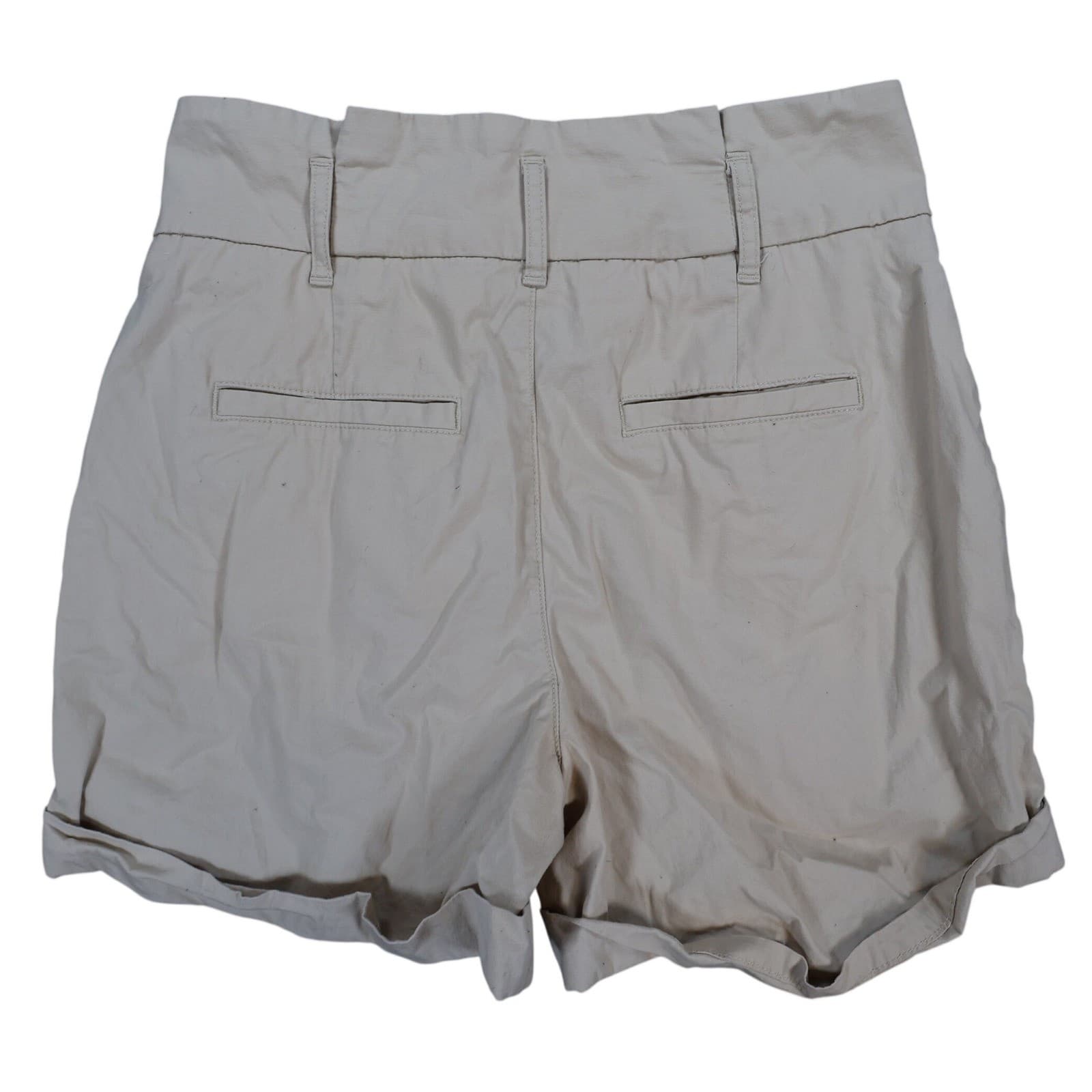 Banana Republic Chino Shorts Womens 2 Beige Cotton Pleated High Rise Cuffed - Thumbnail 2