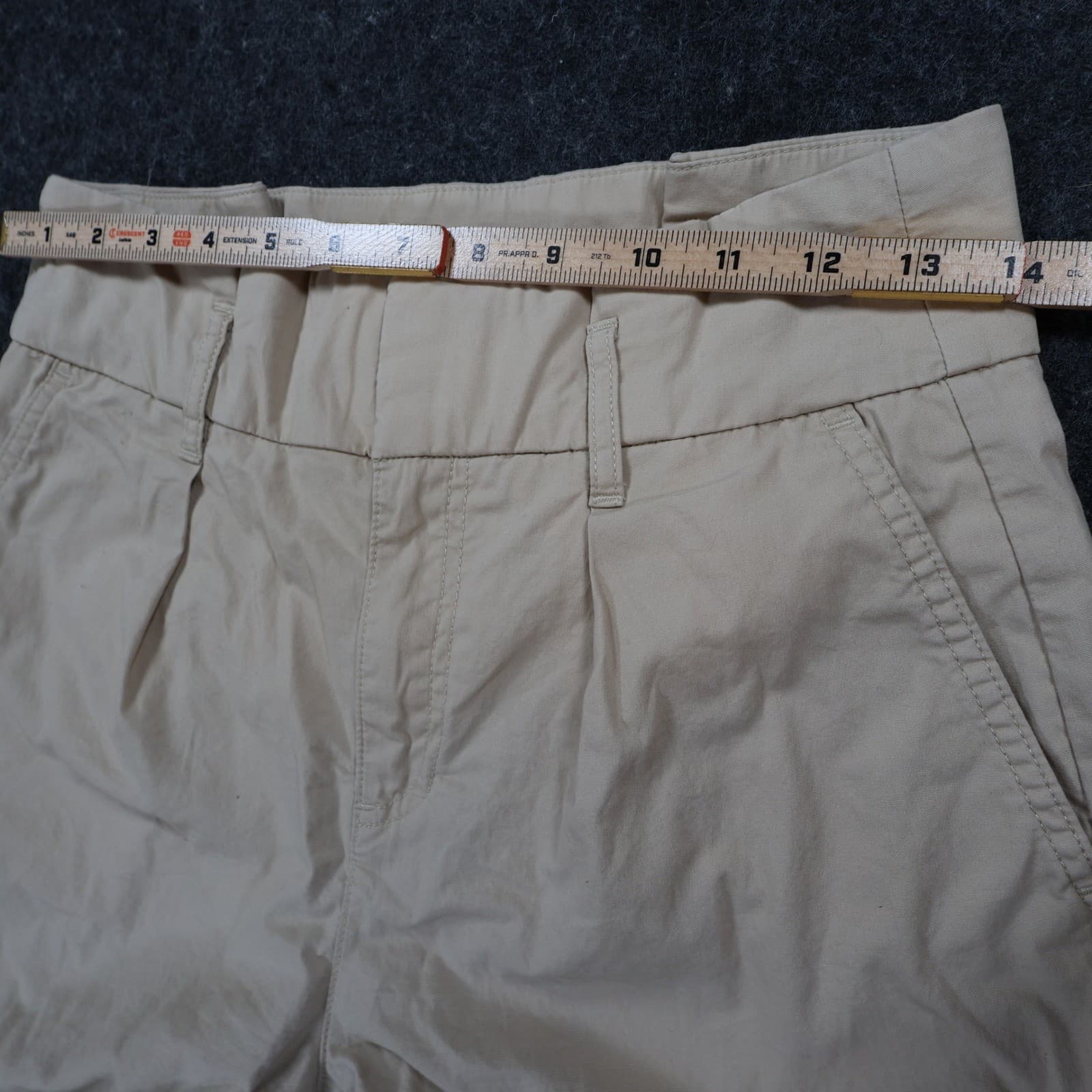 Banana Republic Chino Shorts Womens 2 Beige Cotton Pleated High Rise Cuffed - Thumbnail 6