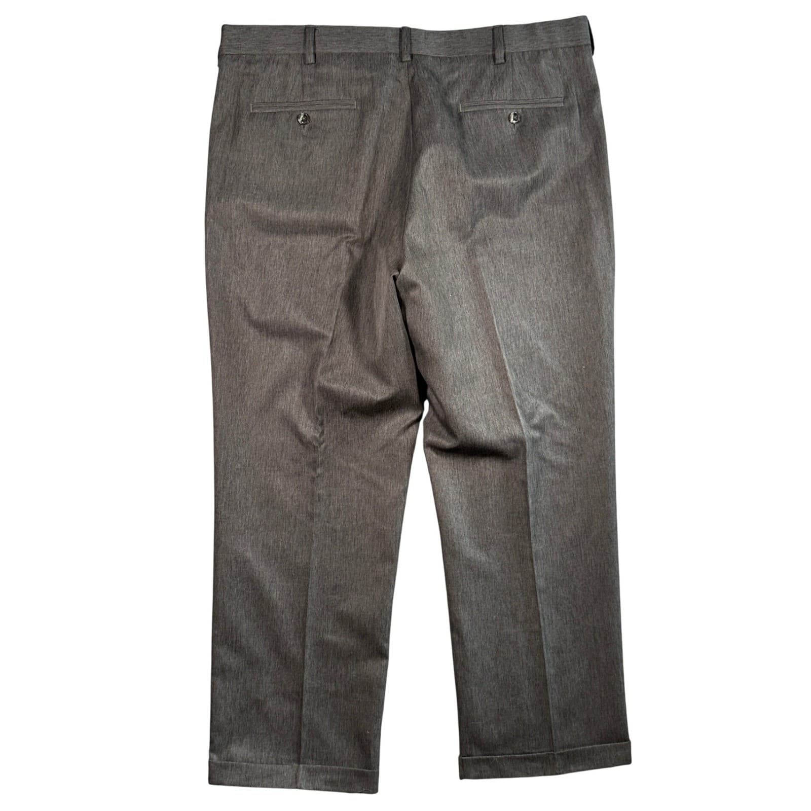 Perry Ellis Portfolio Dress Pants Mens 38x29 Grey Excellent Pleated Cuffed Hem - Thumbnail 2