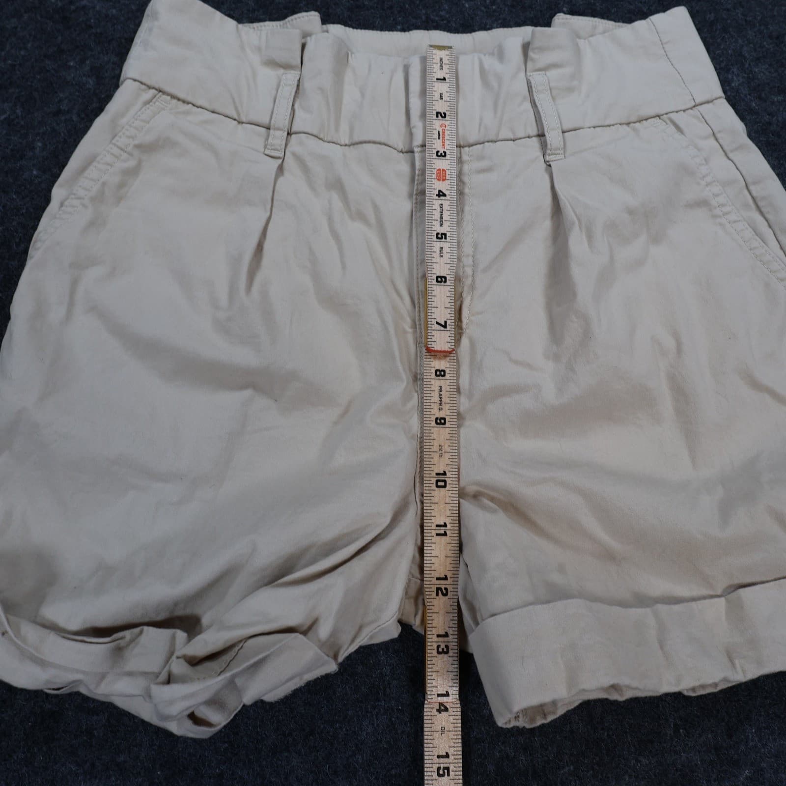 Banana Republic Chino Shorts Womens 2 Beige Cotton Pleated High Rise Cuffed - Thumbnail 5