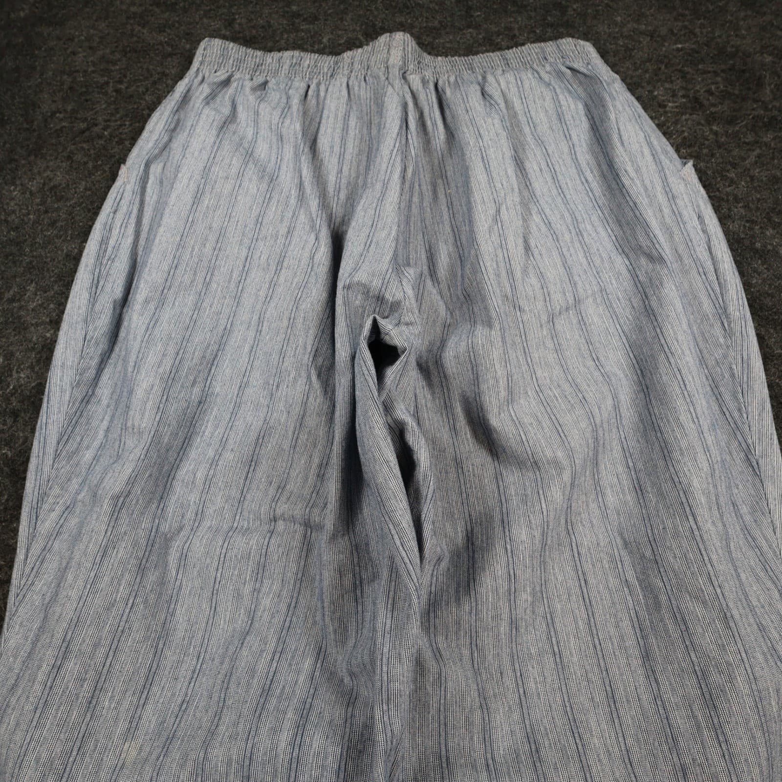 Chic Pull On Pants Womens 14 Petite Blue 100% Cotton Striped Elastic Waist - Thumbnail 9