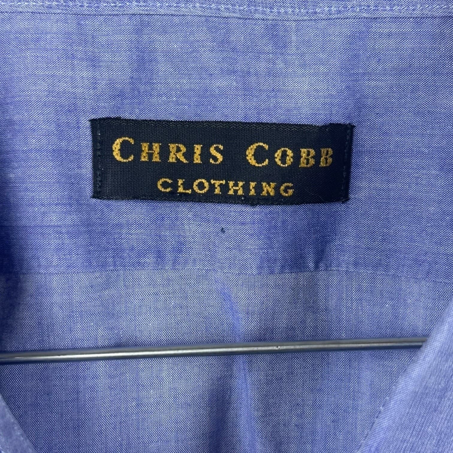 Chris Cobb Clothing Men's Button-Down Shirt Solid Blue Long Sleeve 3XL - Thumbnail 3