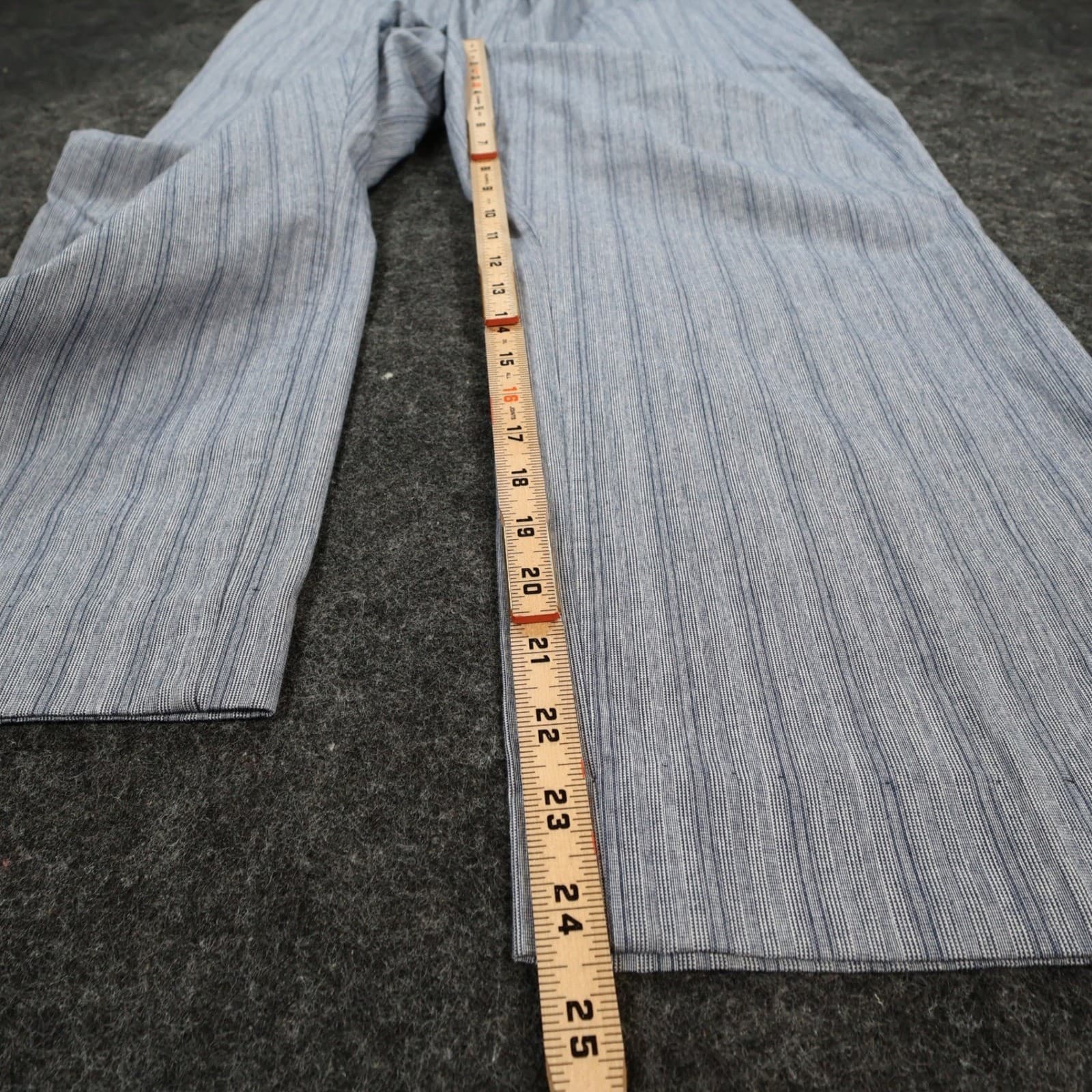 Chic Pull On Pants Womens 14 Petite Blue 100% Cotton Striped Elastic Waist - Thumbnail 4