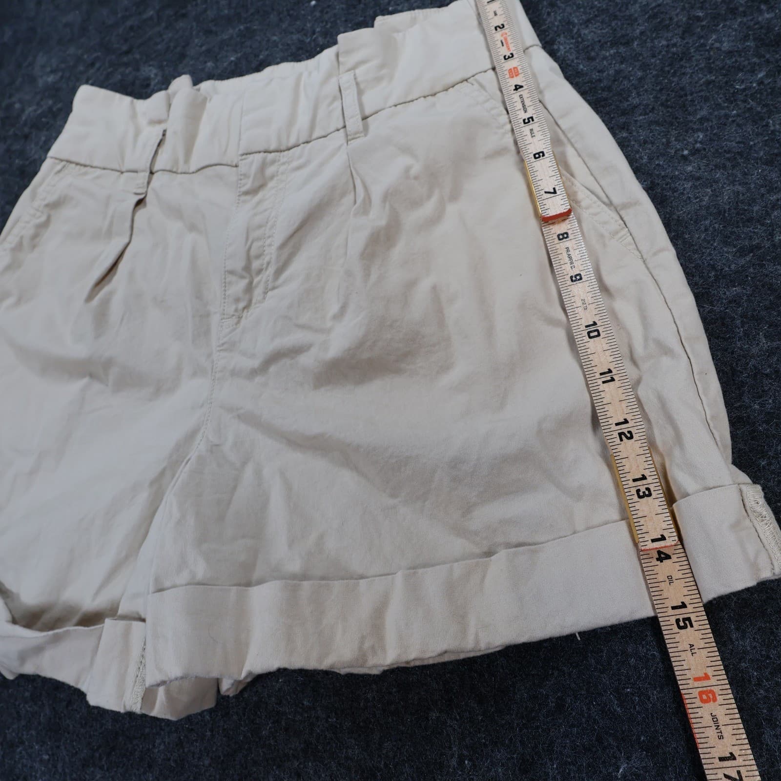 Banana Republic Chino Shorts Womens 2 Beige Cotton Pleated High Rise Cuffed - Thumbnail 3
