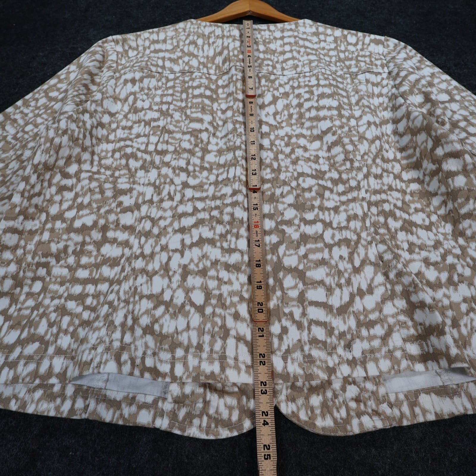 Ruby Rd Jacket Womens 18W Tan White Cotton Blend Embellished Button Up Blazer - Thumbnail 6