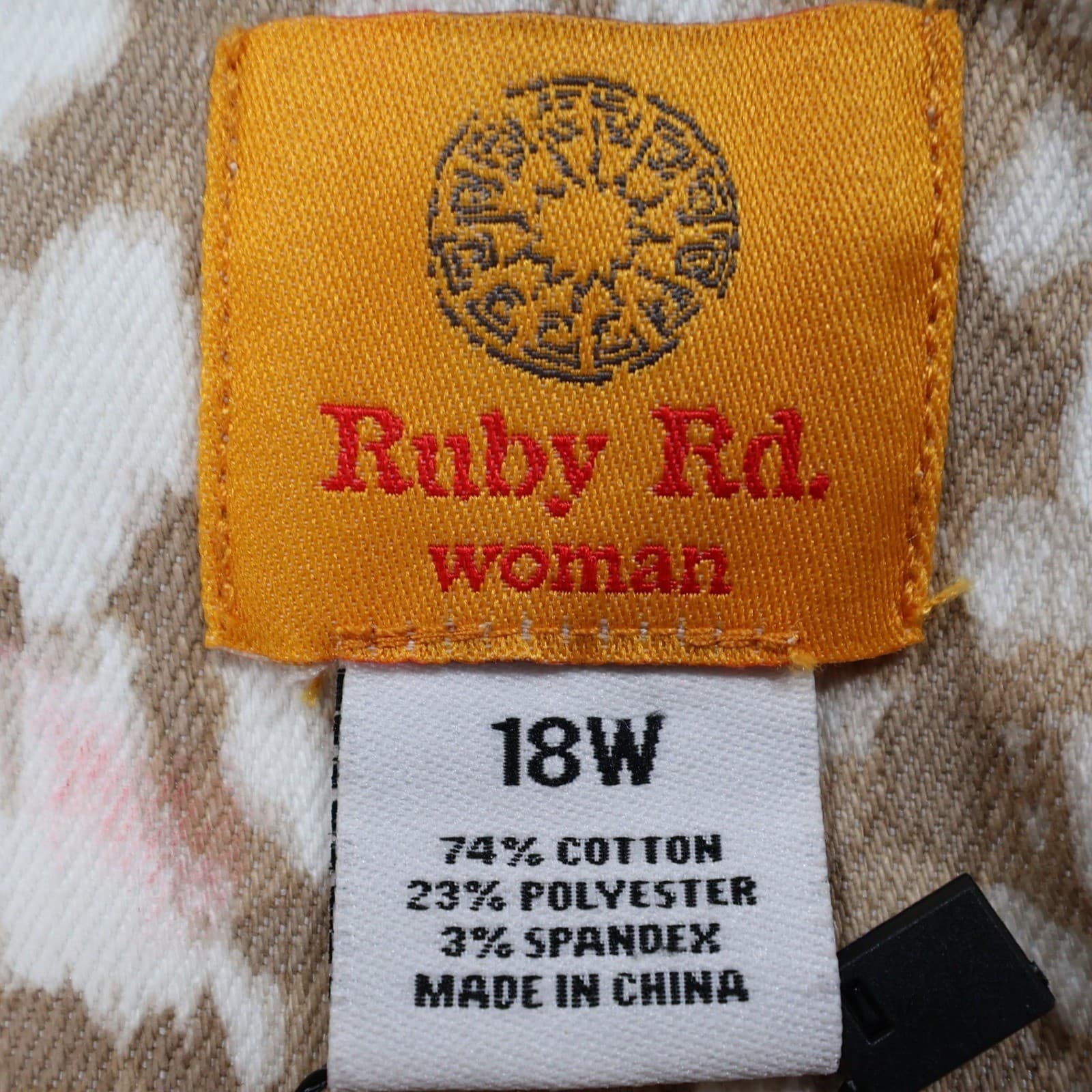 Ruby Rd Jacket Womens 18W Tan White Cotton Blend Embellished Button Up Blazer - Thumbnail 8