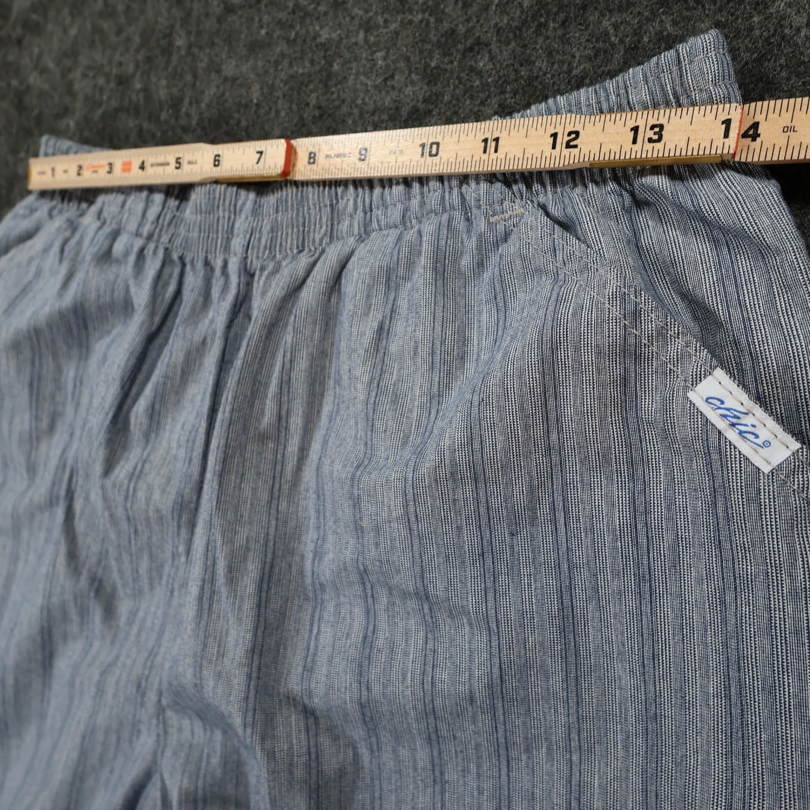 Chic Pull On Pants Womens 14 Petite Blue 100% Cotton Striped Elastic Waist - Thumbnail 6