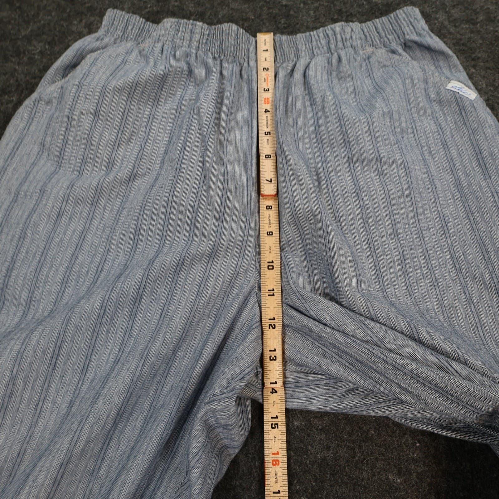 Chic Pull On Pants Womens 14 Petite Blue 100% Cotton Striped Elastic Waist - Thumbnail 5
