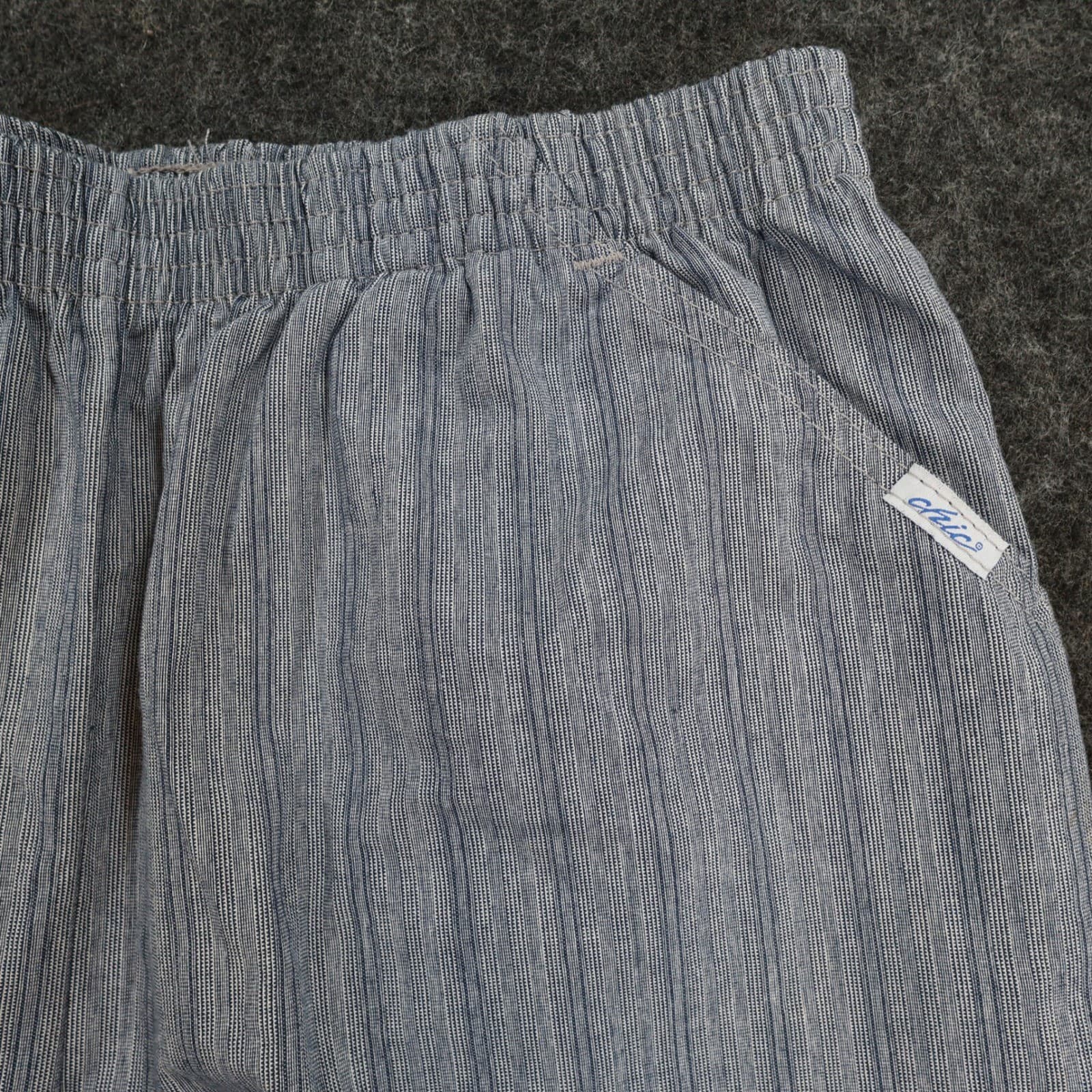 Chic Pull On Pants Womens 14 Petite Blue 100% Cotton Striped Elastic Waist - Thumbnail 10