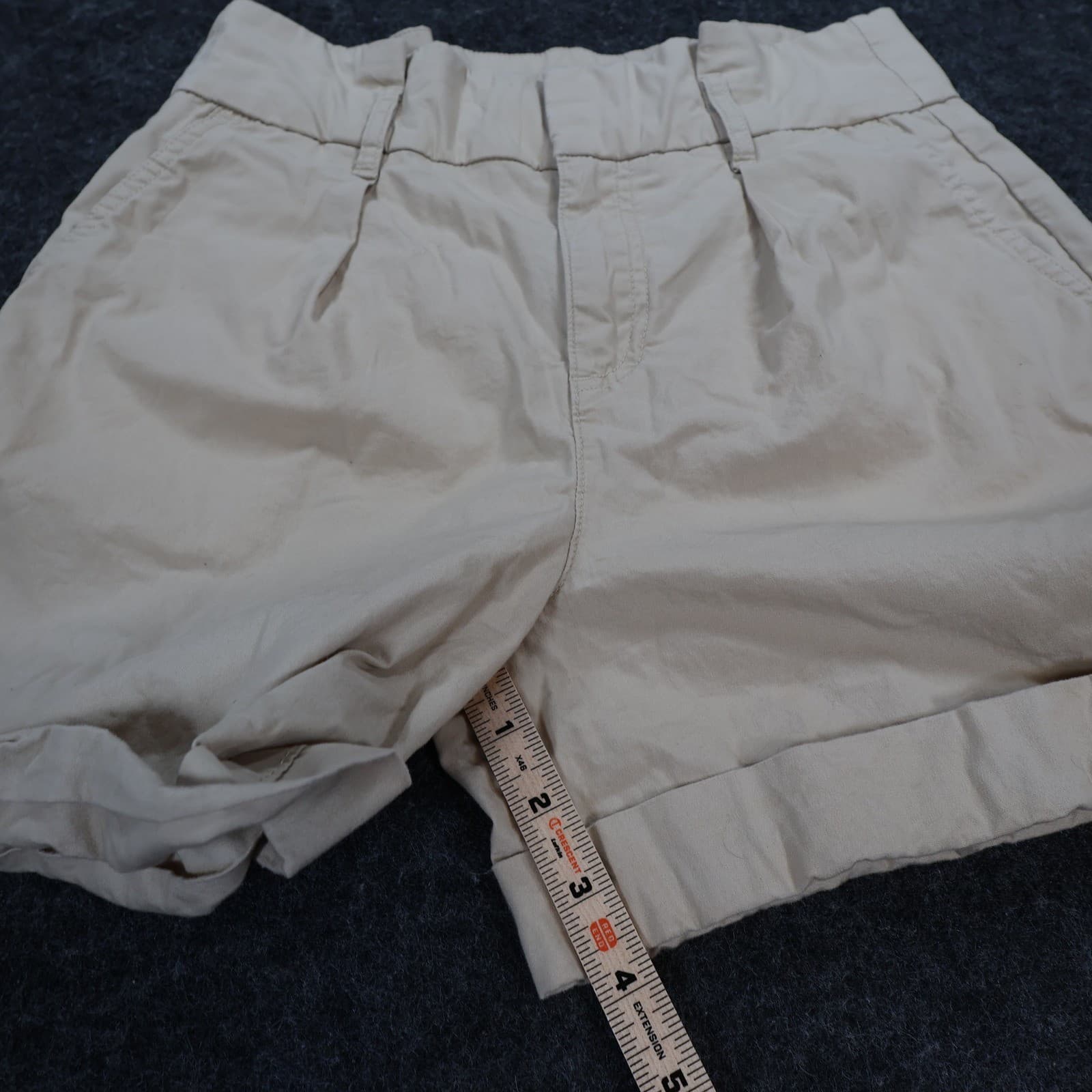 Banana Republic Chino Shorts Womens 2 Beige Cotton Pleated High Rise Cuffed - Thumbnail 4