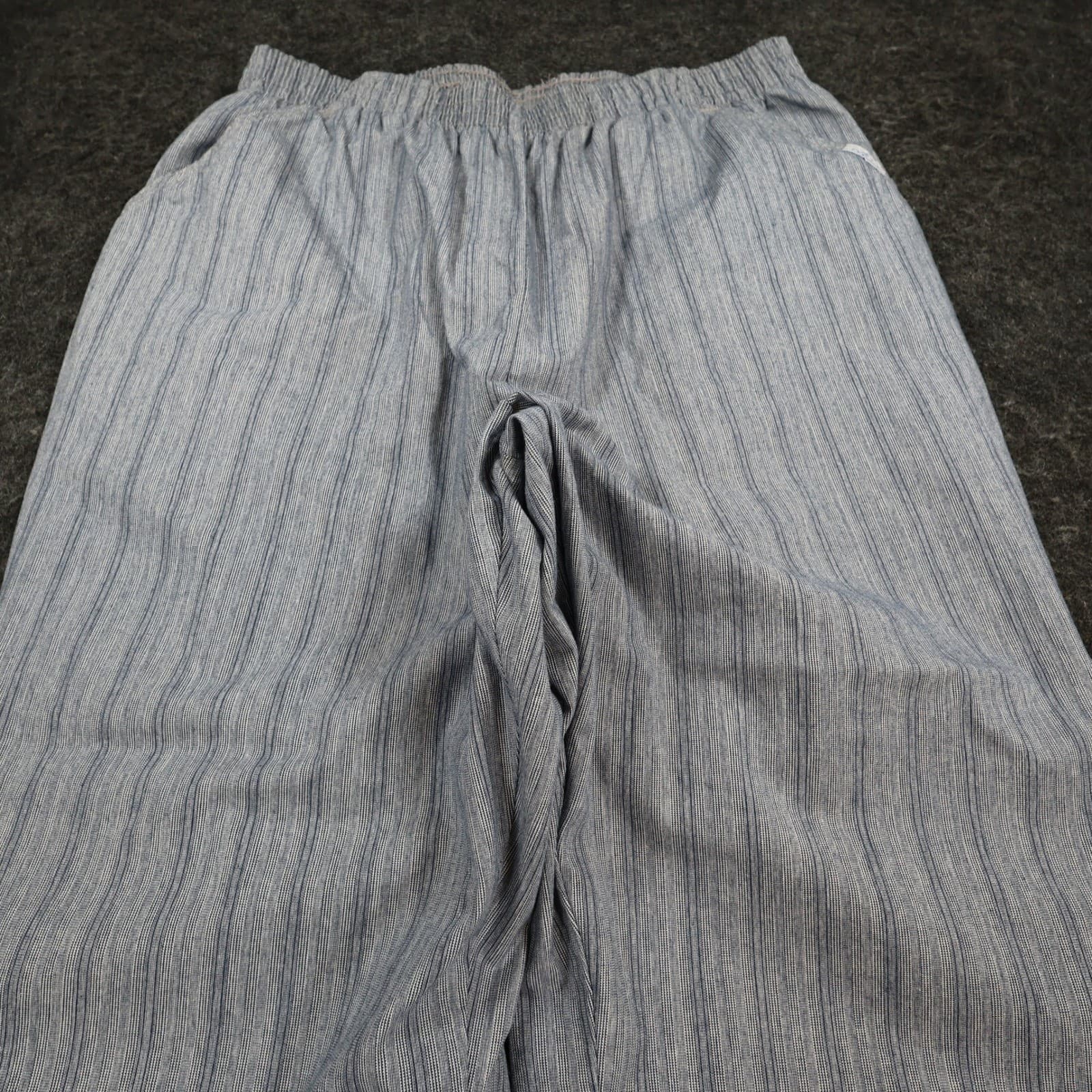 Chic Pull On Pants Womens 14 Petite Blue 100% Cotton Striped Elastic Waist - Thumbnail 8